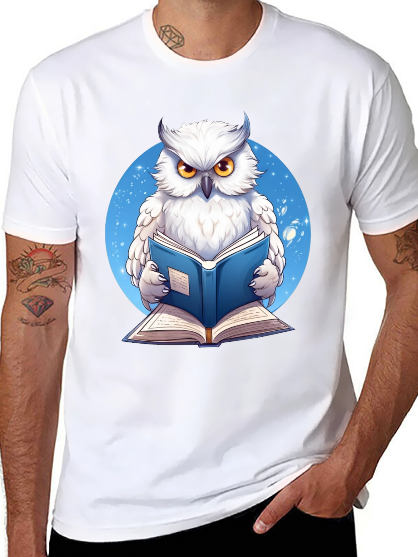 Owl Reading Book Graphic T-Shirt