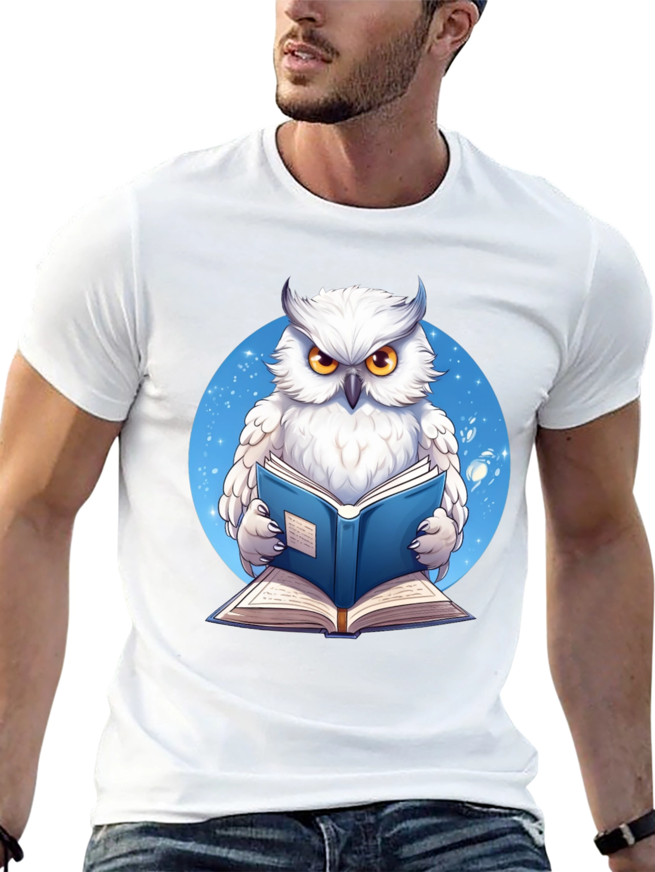 Owl Reading Book Graphic T-Shirt