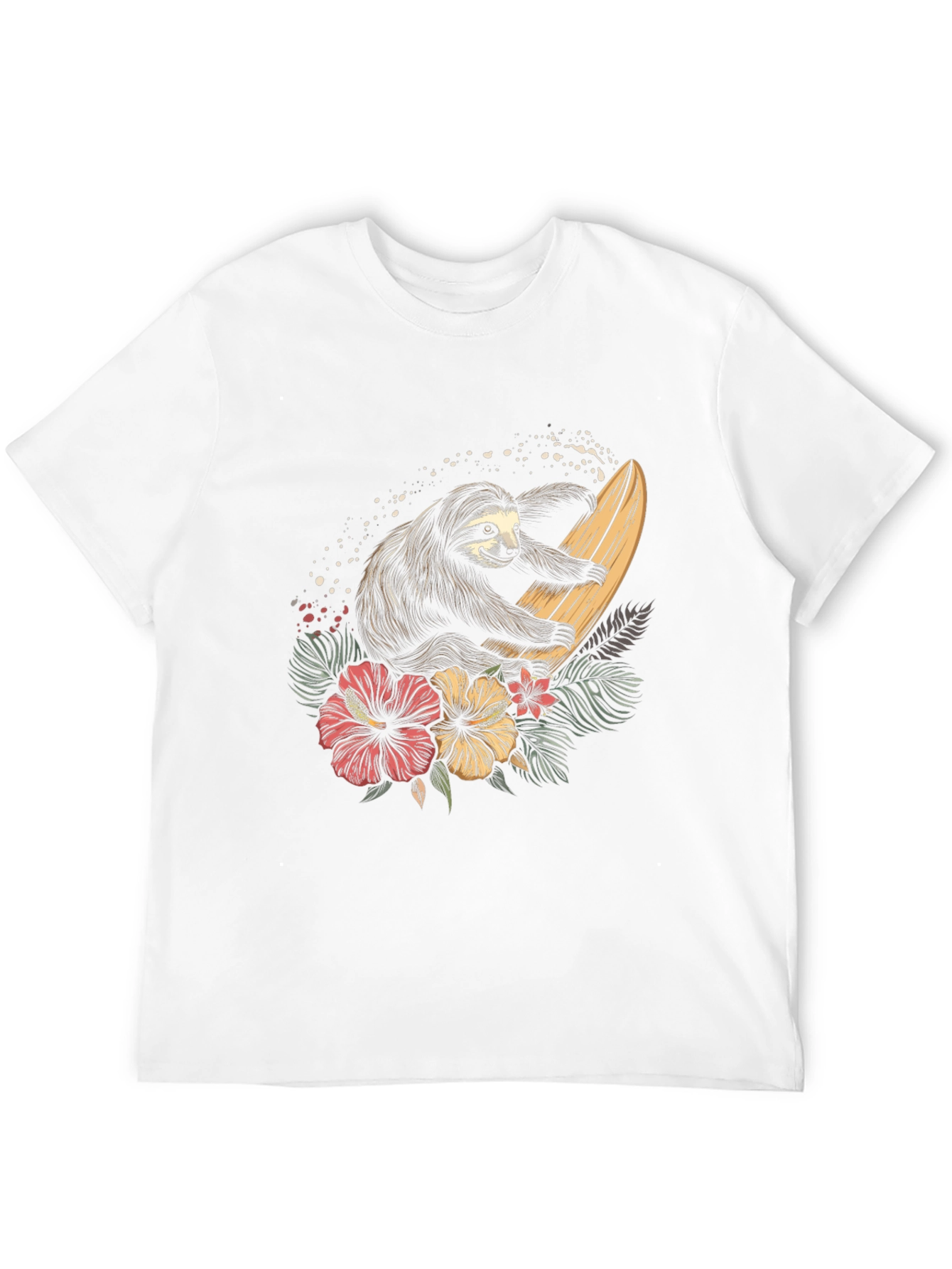Surfing Sloth Graphic Tee - Tropical Style Shirt