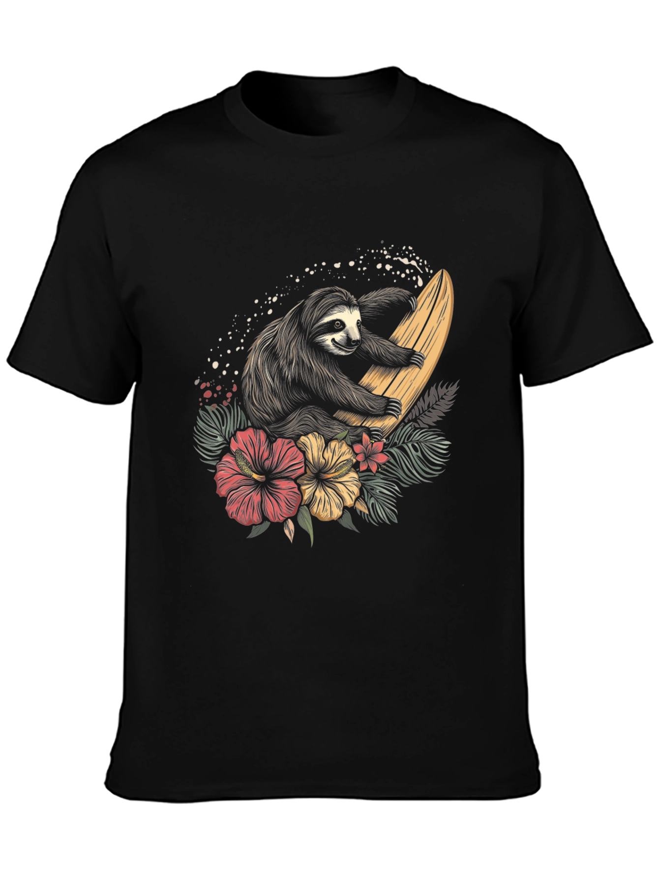 Surfing Sloth Graphic Tee - Tropical Style Shirt