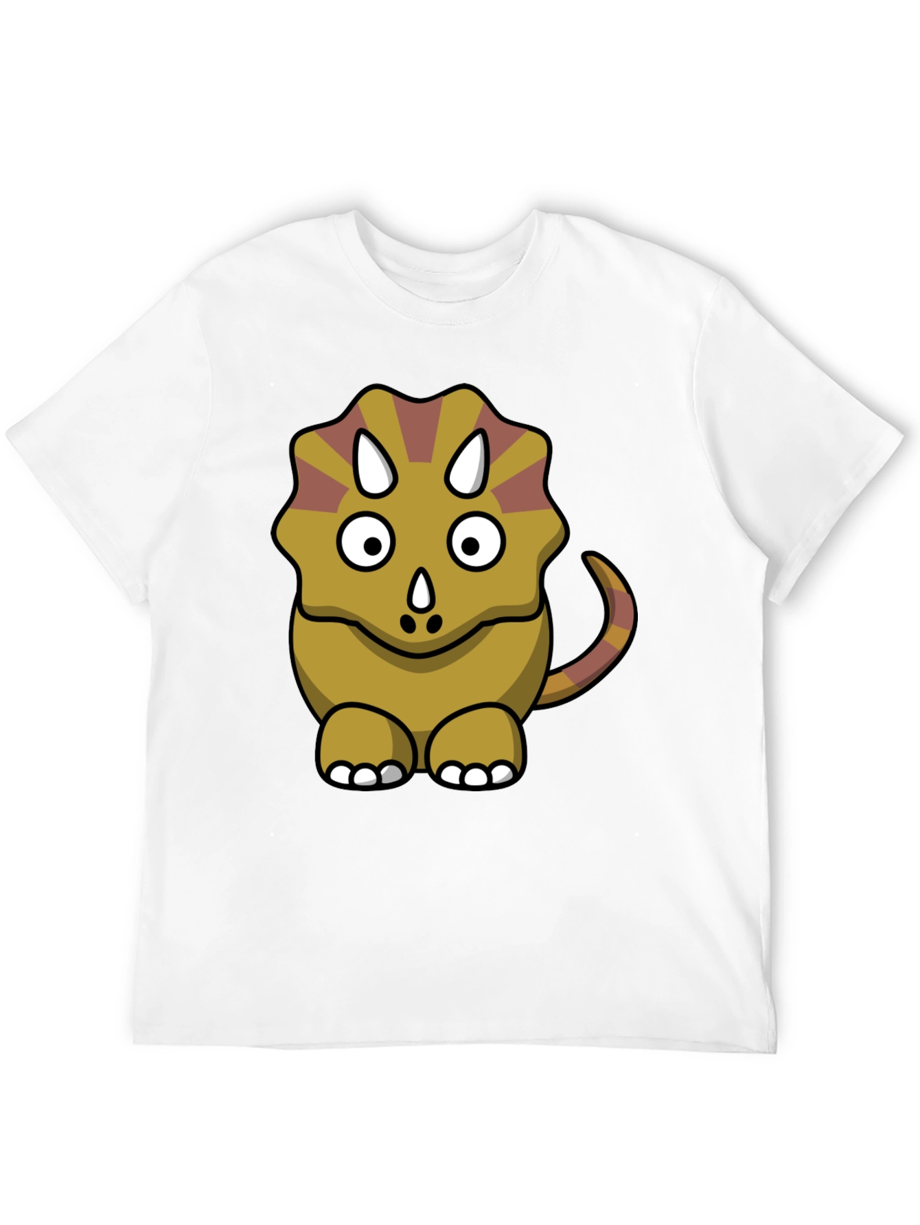 Cute Triceratops Cartoon Graphic Black T-Shirt