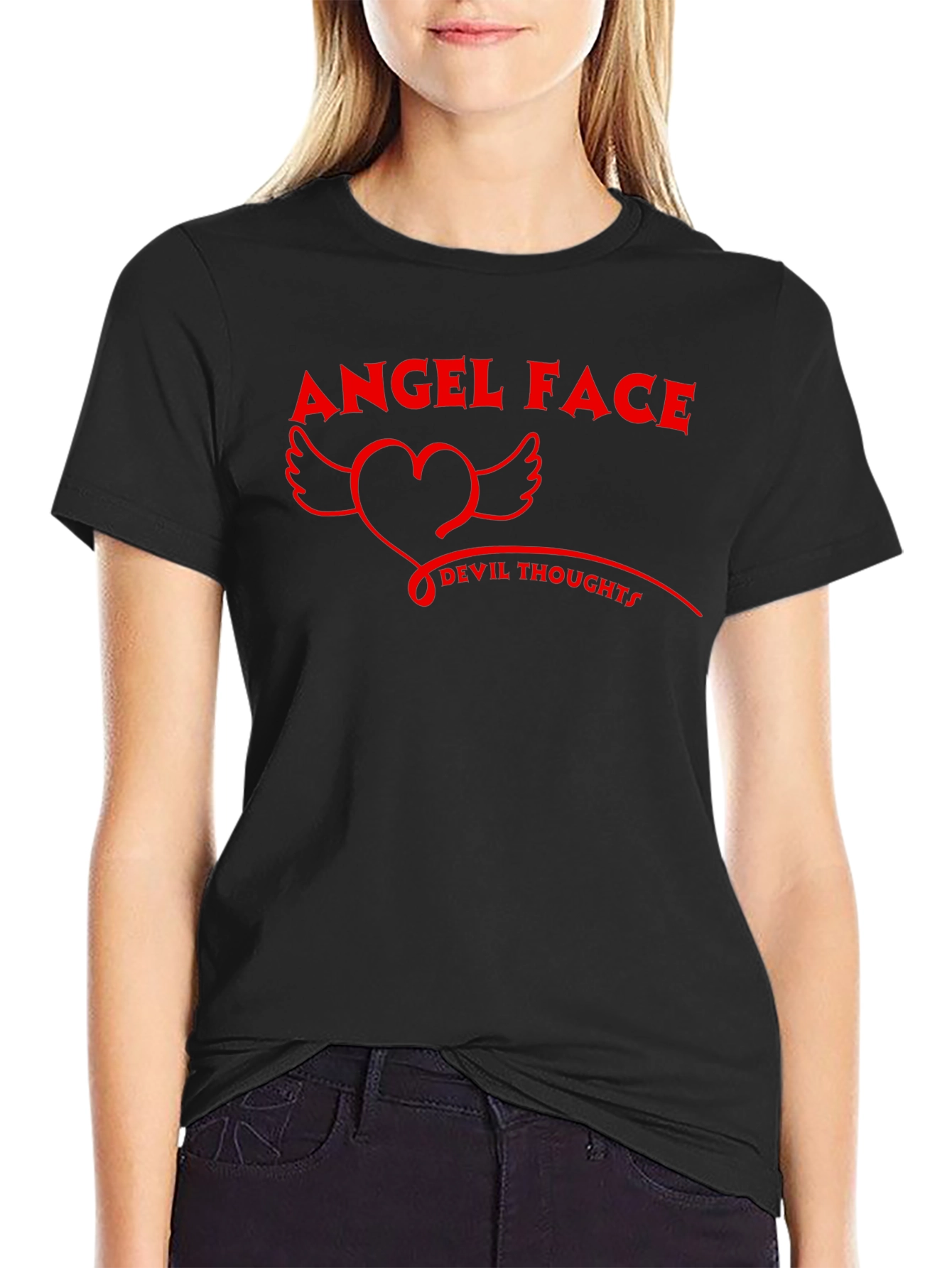 Angel Face Devil Thoughts Graphic T-Shirt