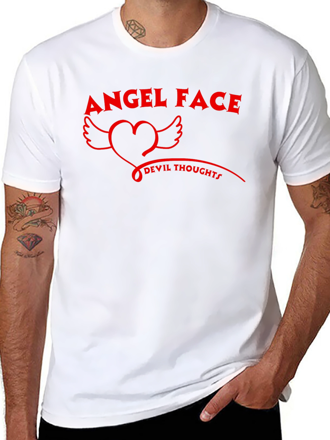 Angel Face Devil Thoughts Graphic T-Shirt