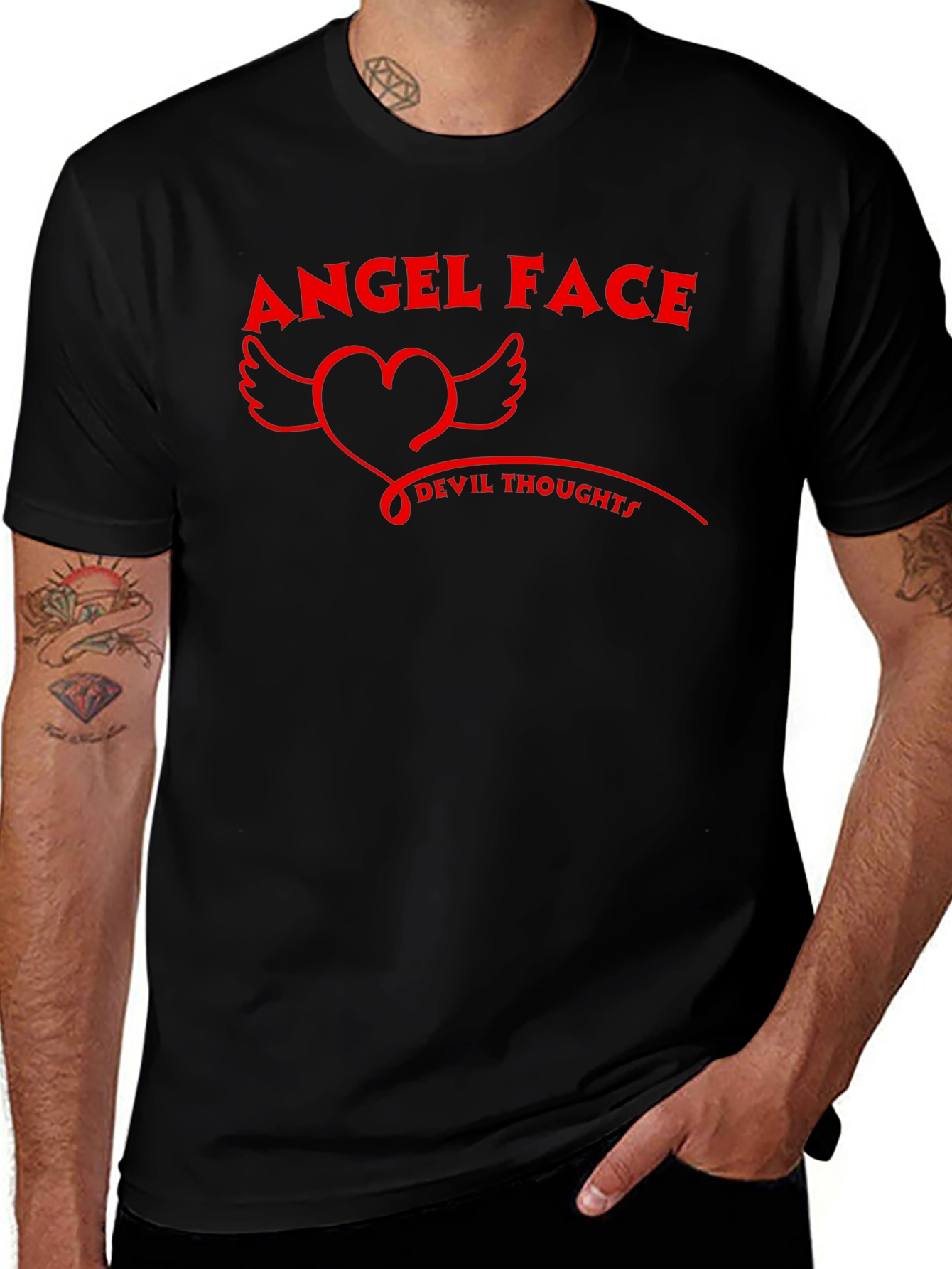 Angel Face Devil Thoughts Graphic T-Shirt