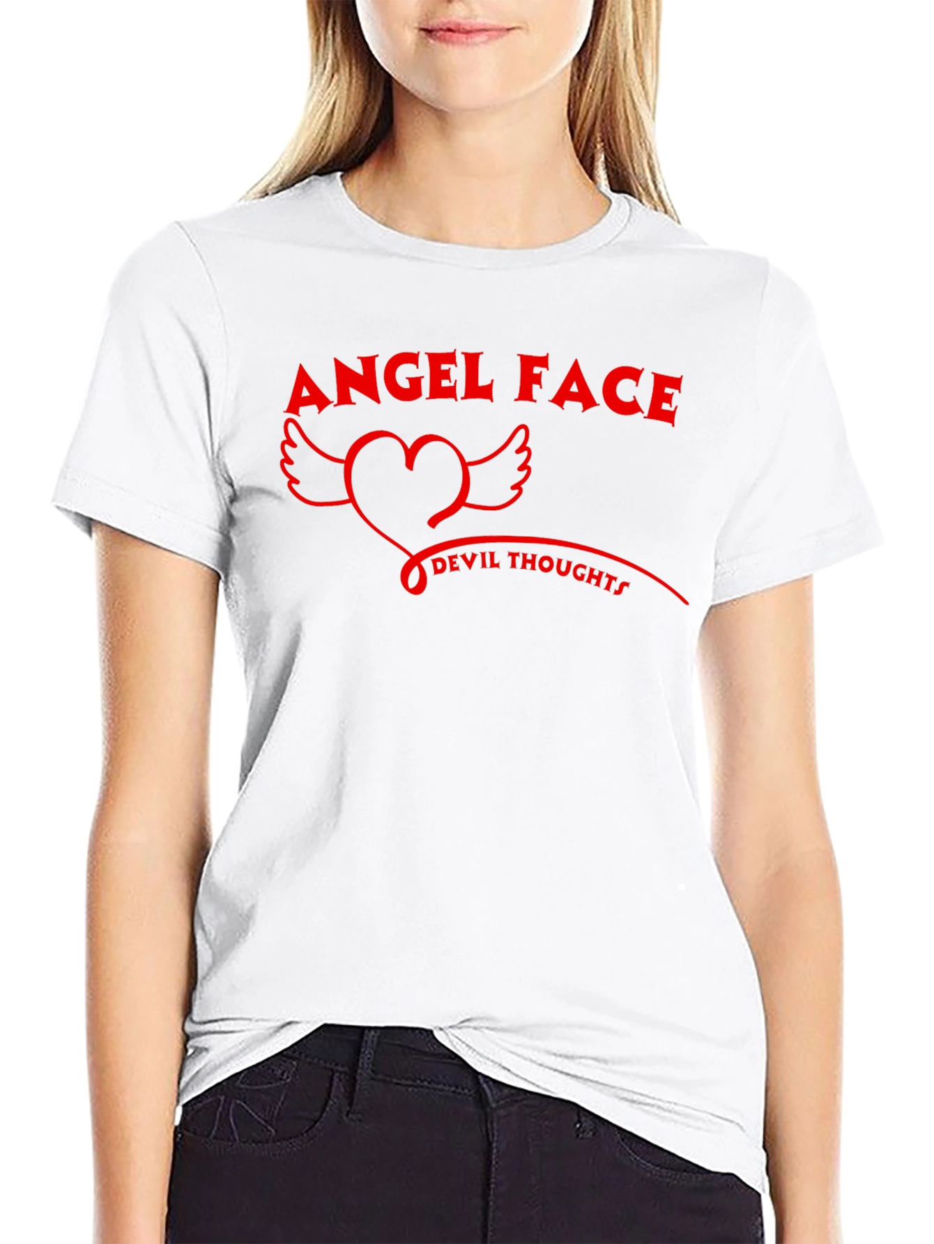 Angel Face Devil Thoughts Graphic T-Shirt