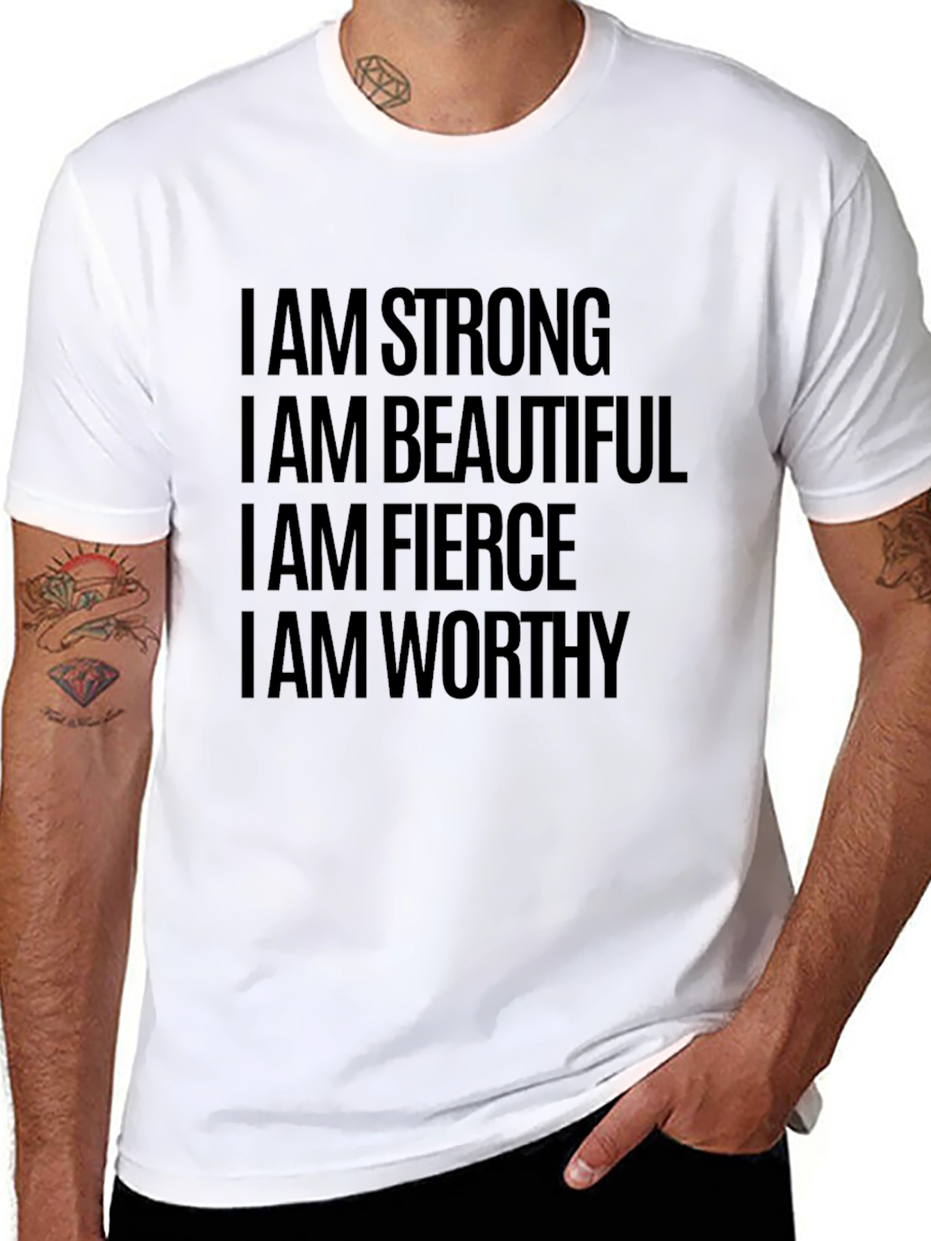 Empowering Affirmation Tee - Strong Beautiful Fierce Worthy