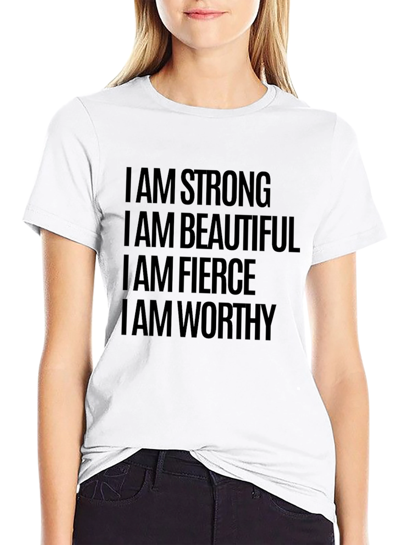 Empowering Affirmation Tee - Strong Beautiful Fierce Worthy
