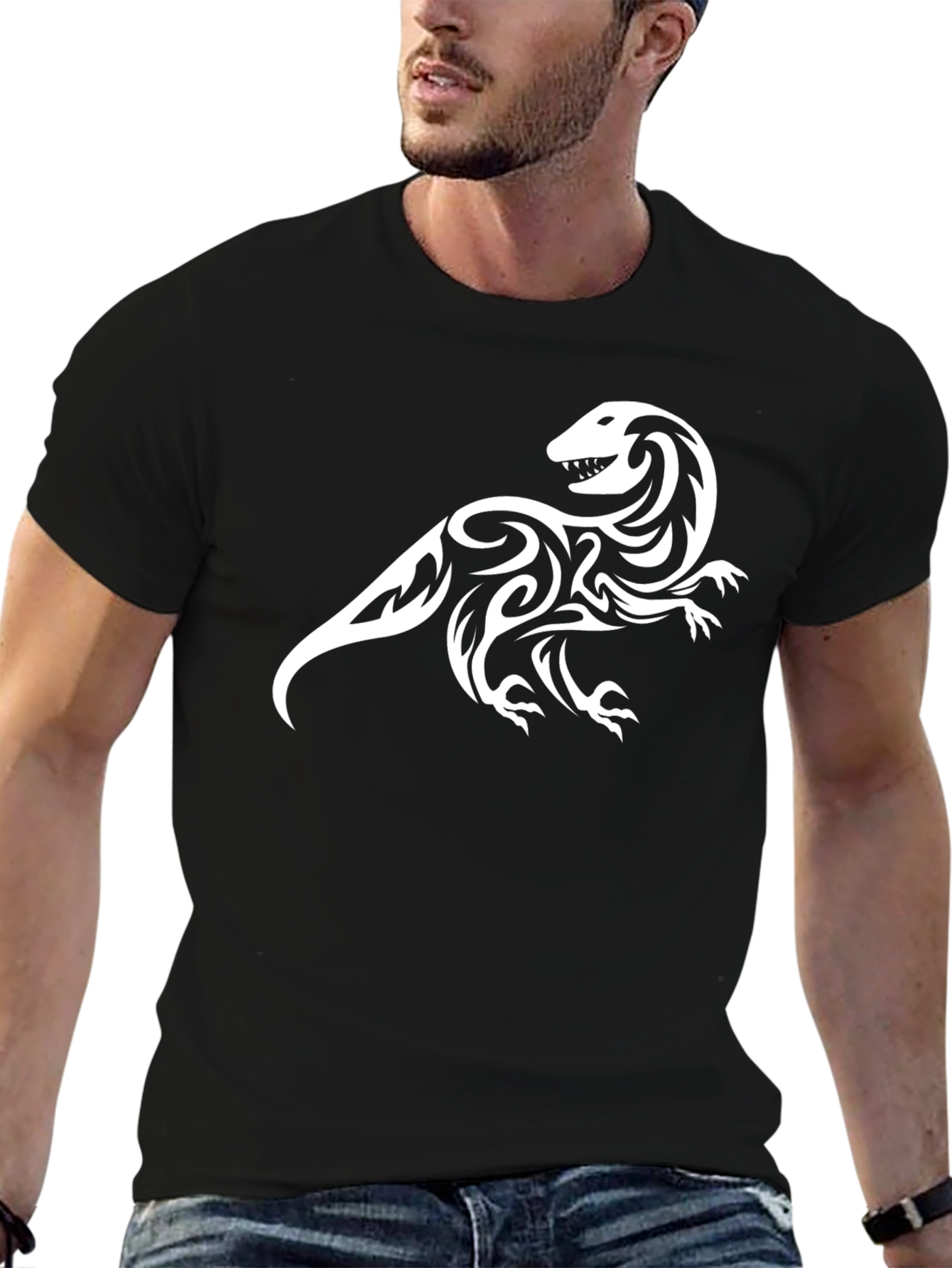 Tribal Otter Graphic Tee - Stylish Black T-Shirt