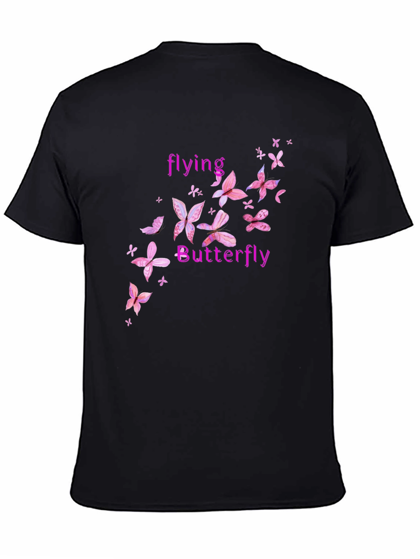 Butterfly Graphic Tee - Pink Floral Design