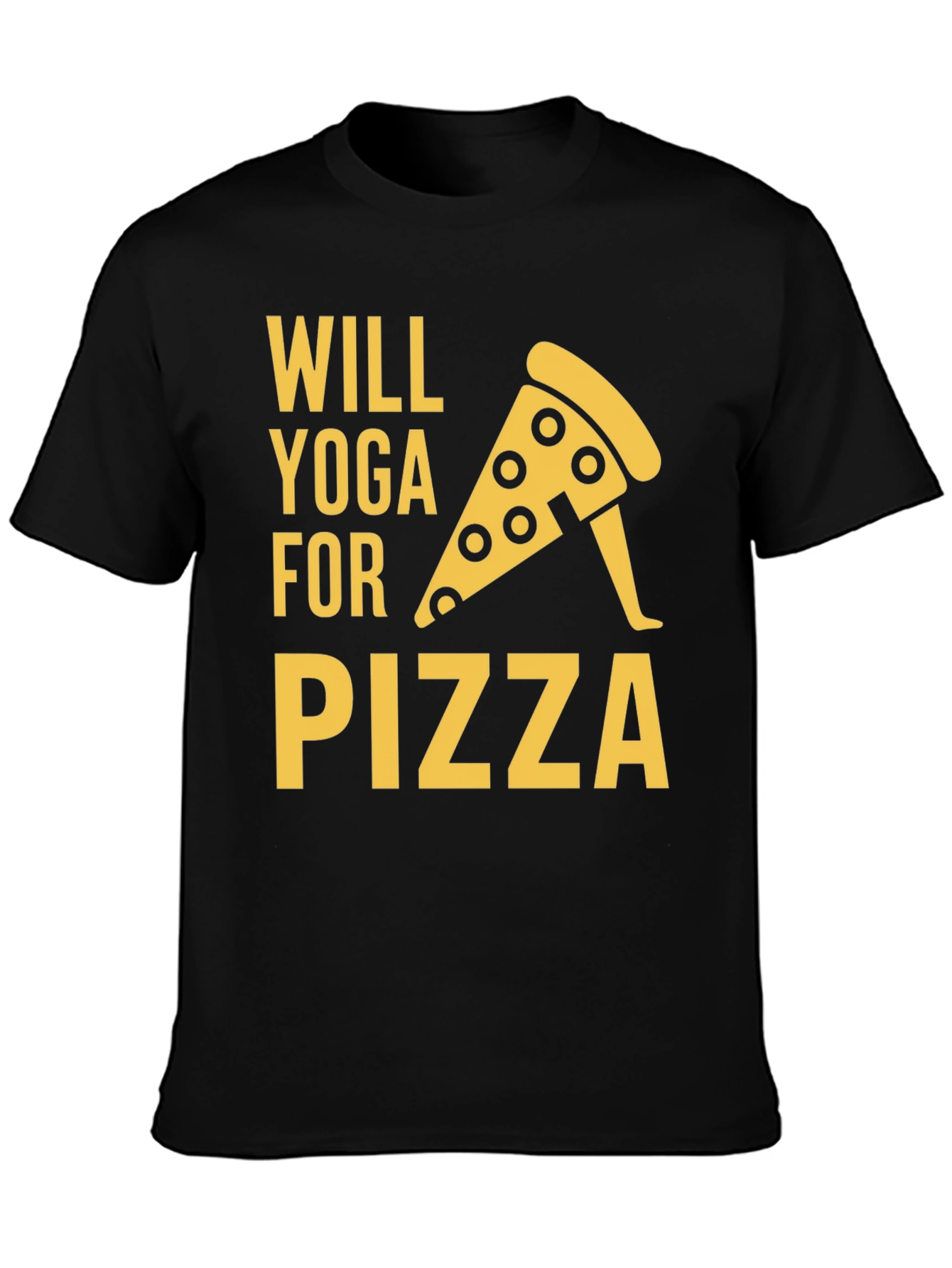 Will Yoga for Pizza Graphic Tee - Black
