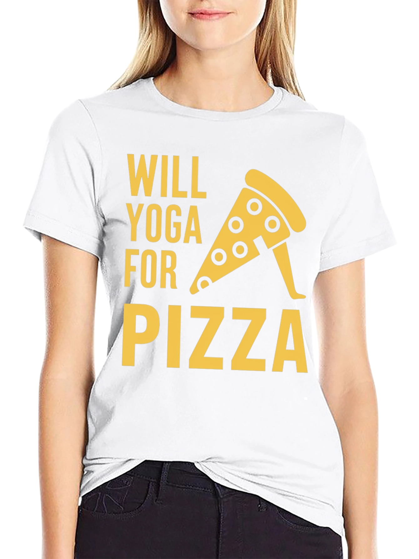 Will Yoga for Pizza Graphic Tee - Black