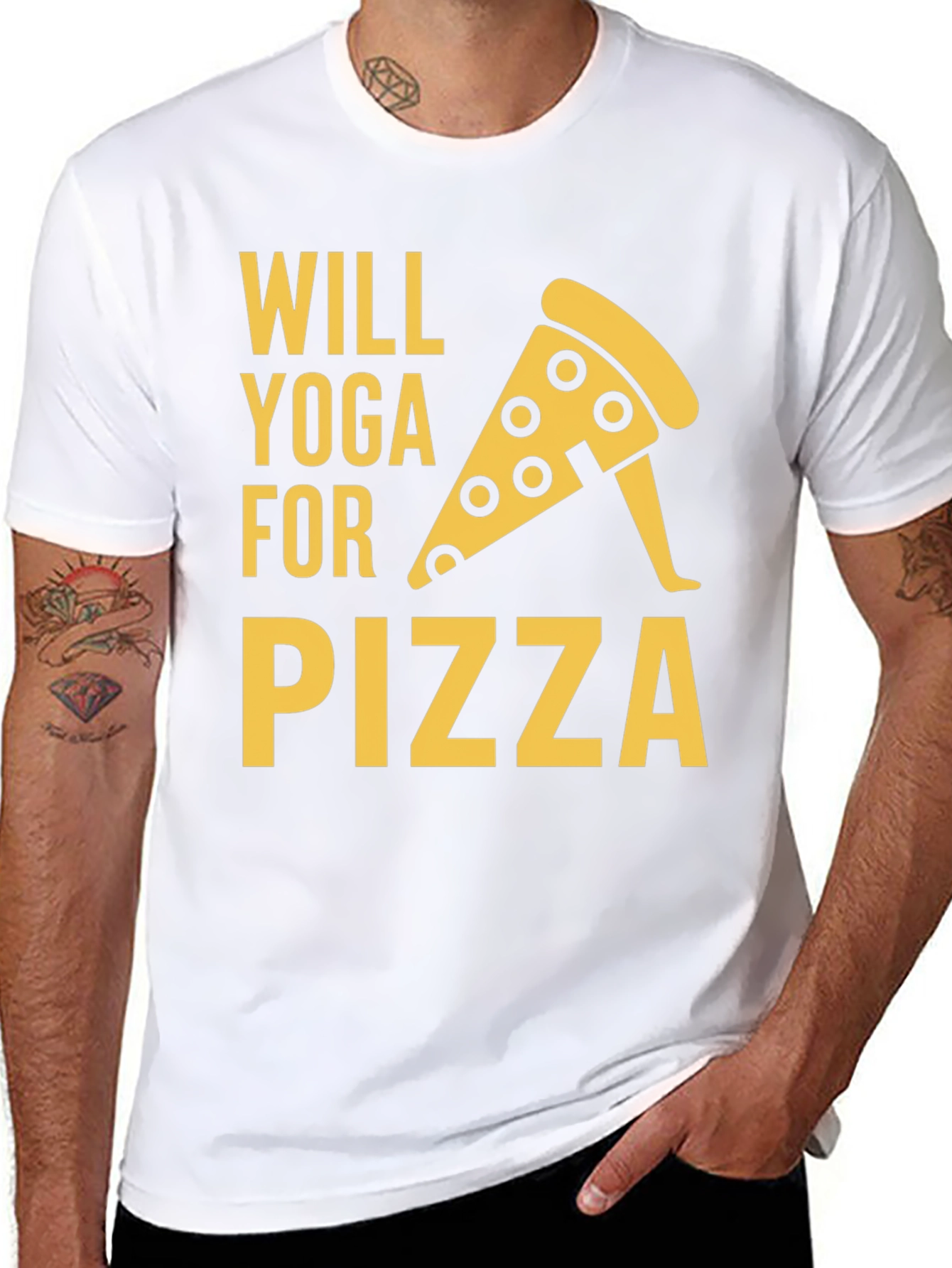 Will Yoga for Pizza Graphic Tee - Black