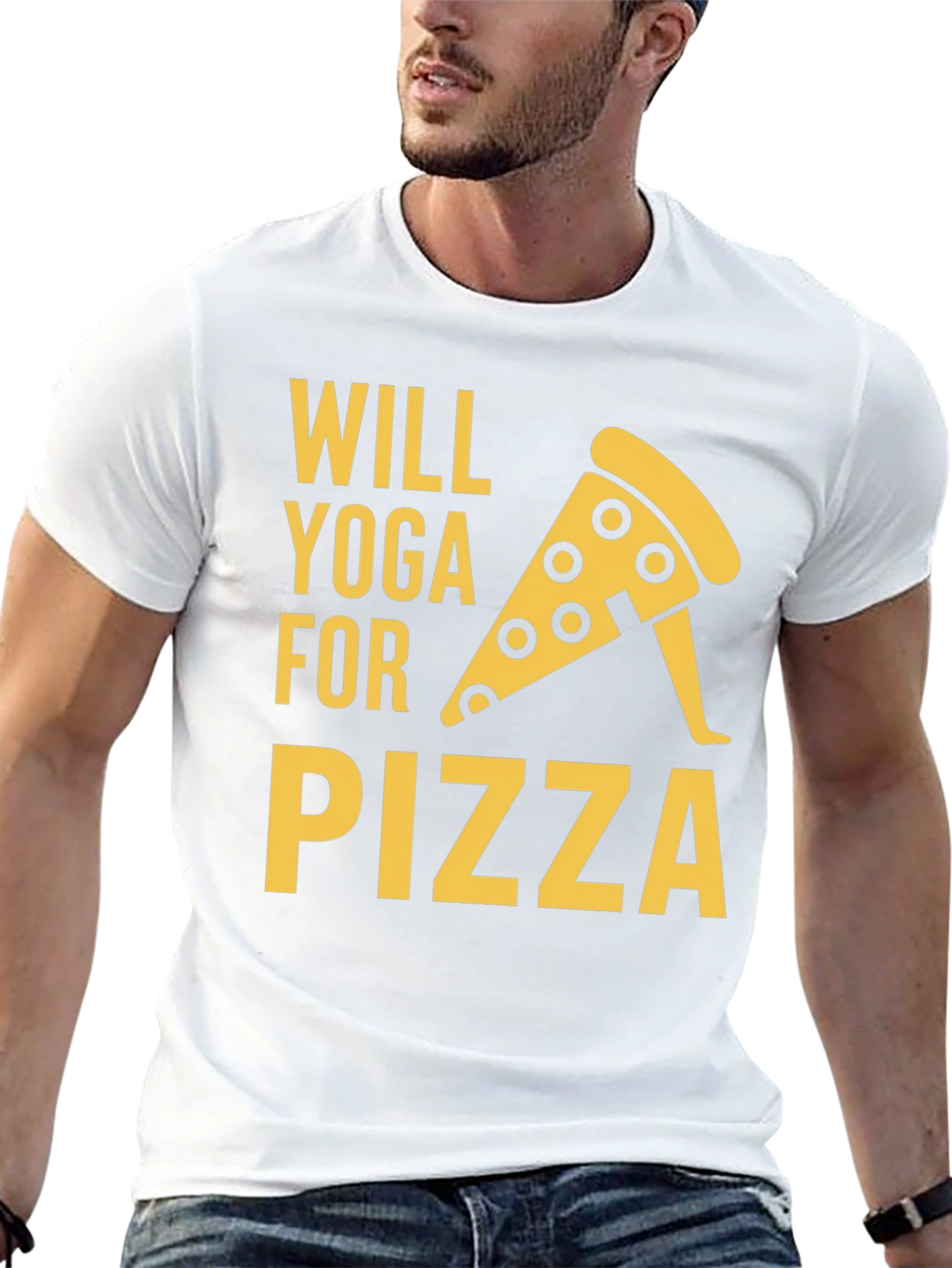 Will Yoga for Pizza Graphic Tee - Black