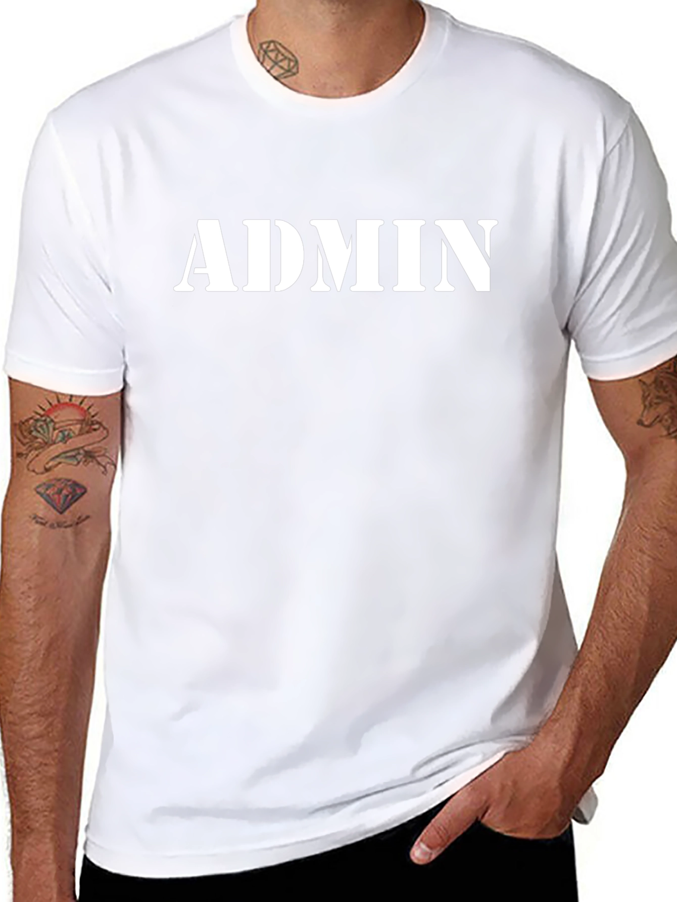 Admin Print Black Crewneck T-Shirt