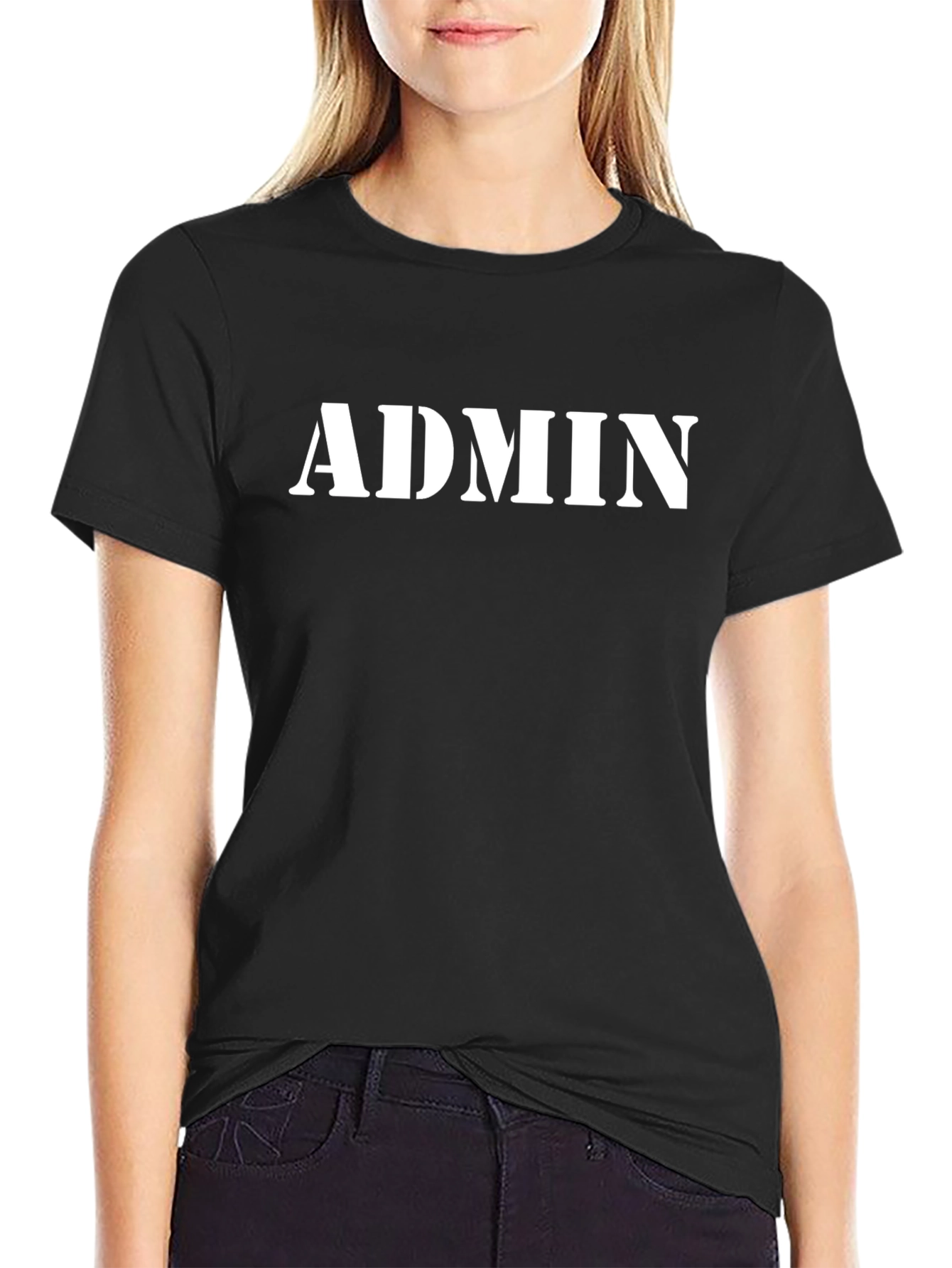 Admin Print Black Crewneck T-Shirt