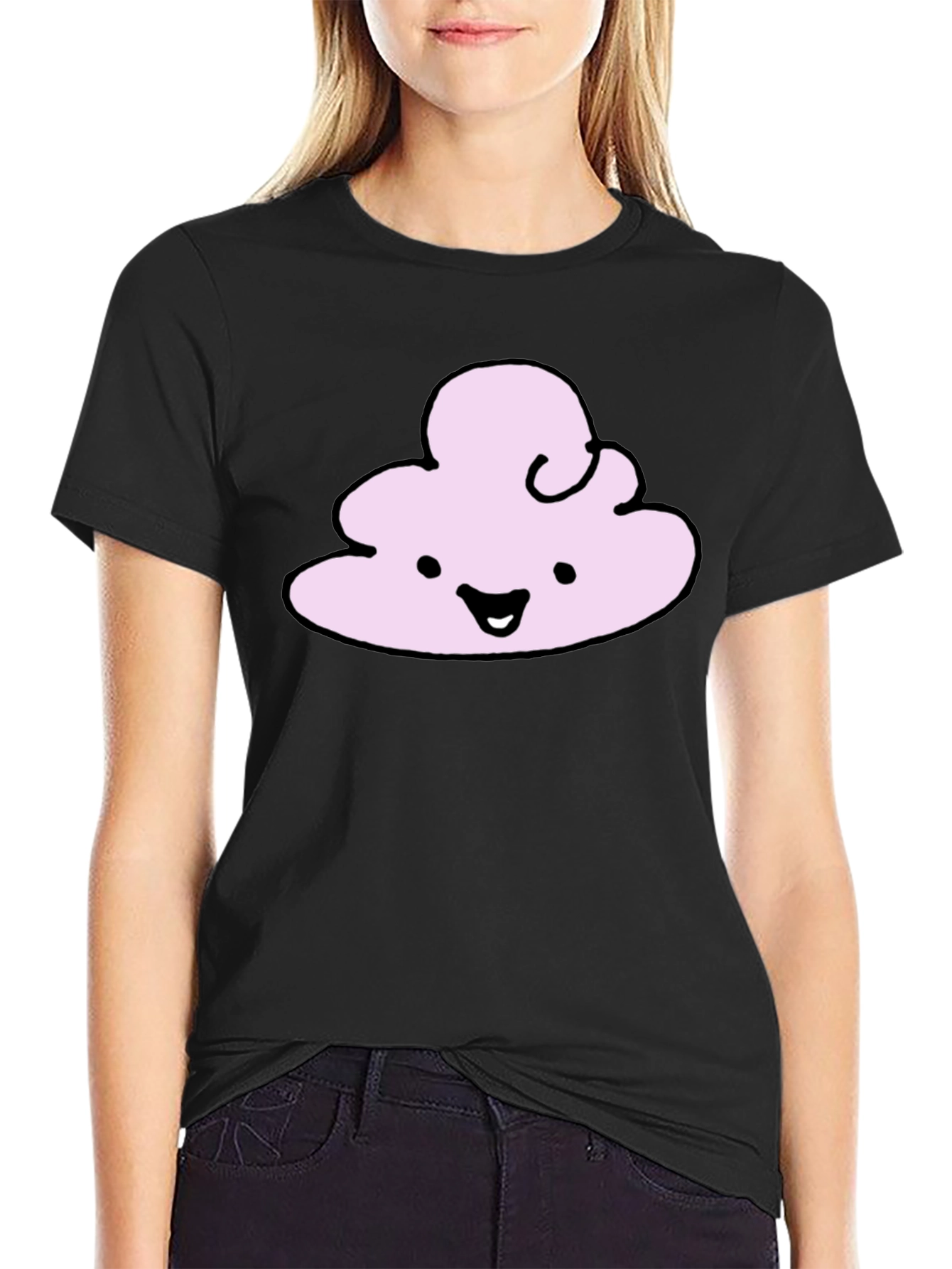 Cute Cloud Graphic T-Shirt - Black Cotton Tee