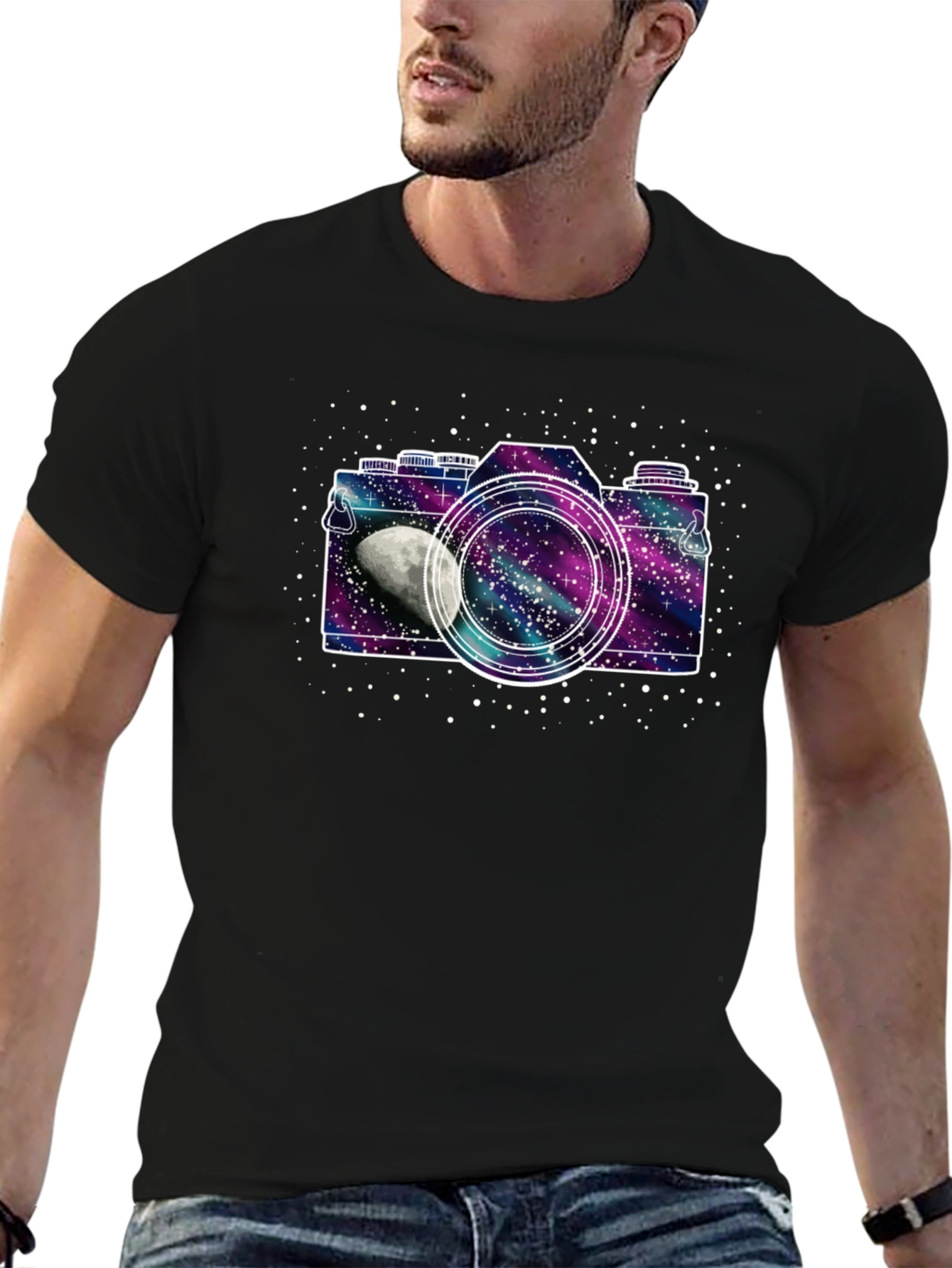 Galaxy Camera Black T-Shirt - Space Photographer Tee