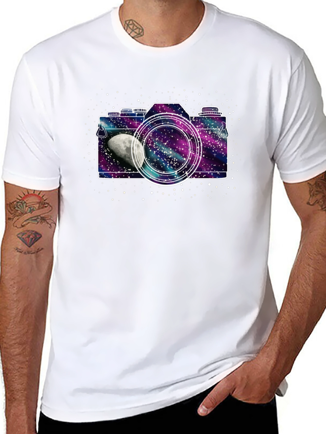 Galaxy Camera Black T-Shirt - Space Photographer Tee