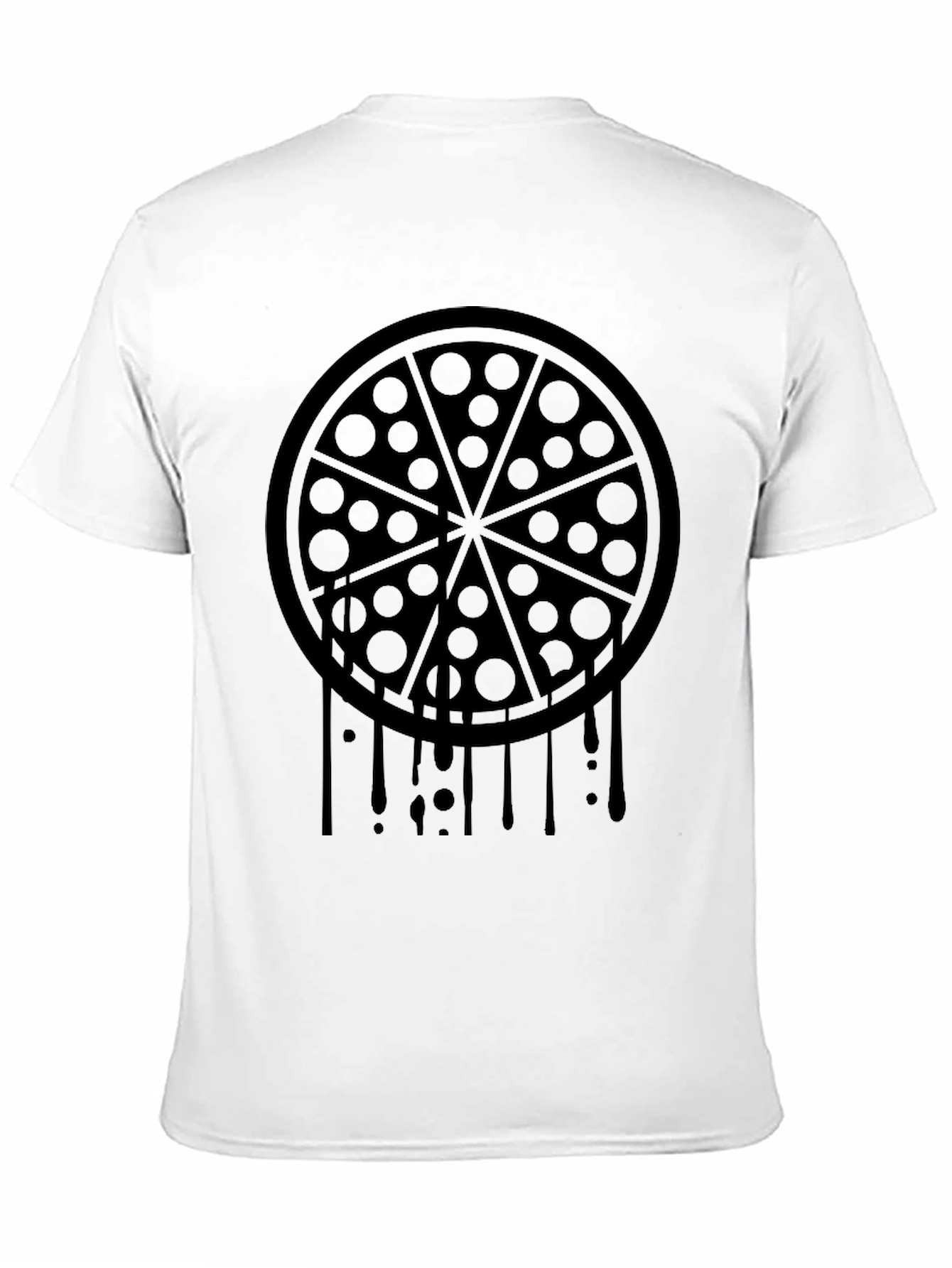 Pizza Drip Graphic Tee - Black Crew Neck T-Shirt