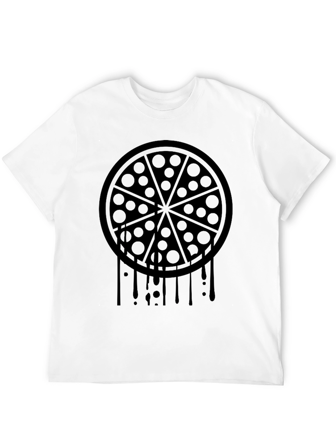 Pizza Drip Graphic Tee - Black Crew Neck T-Shirt