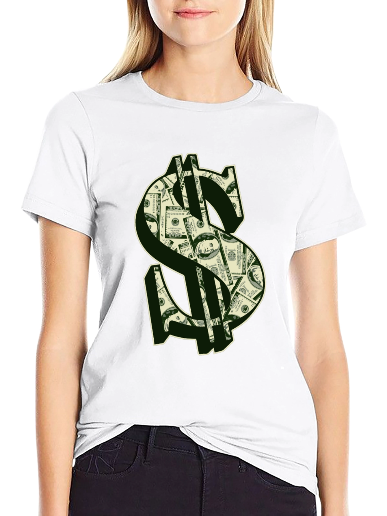 Money Print Graphic Tee - Black