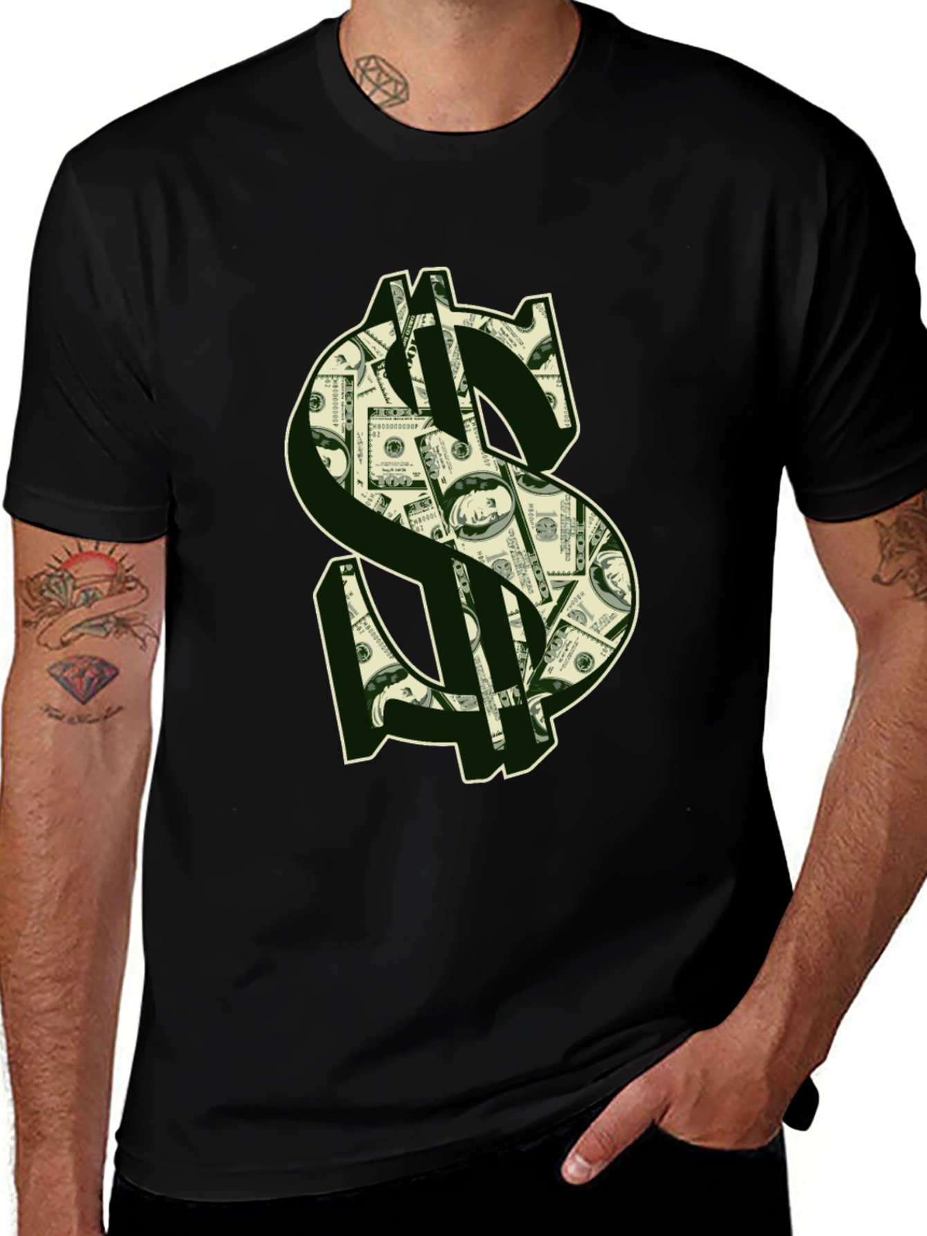 Money Print Graphic Tee - Black