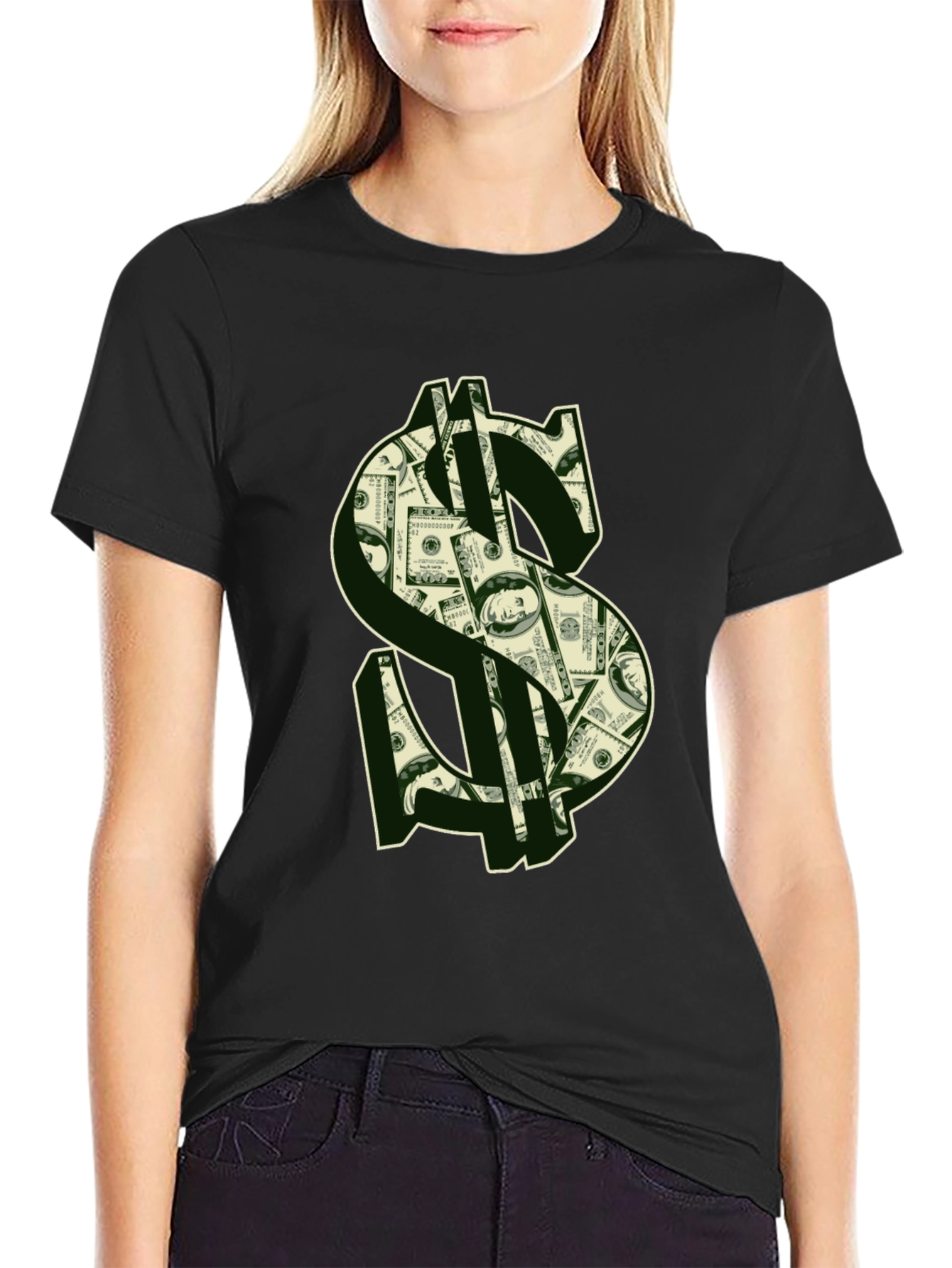 Money Print Graphic Tee - Black