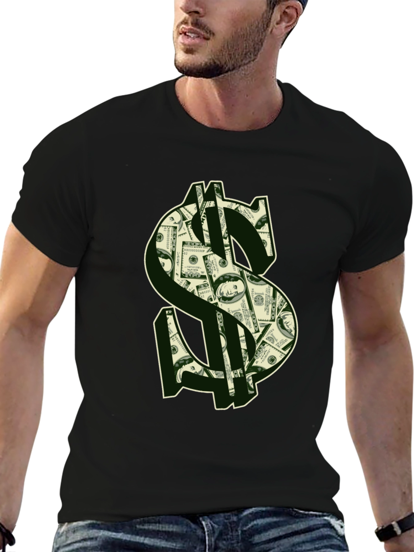 Money Print Graphic Tee - Black