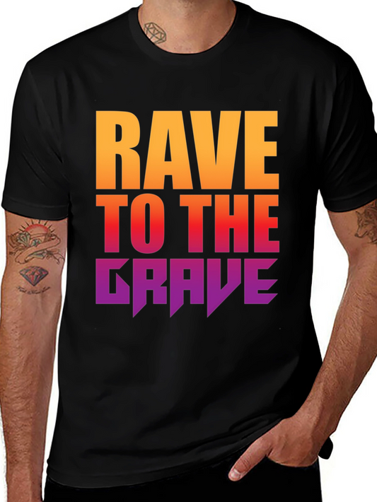 Rave to the Grave Graphic Tee - Bold Gradient Design