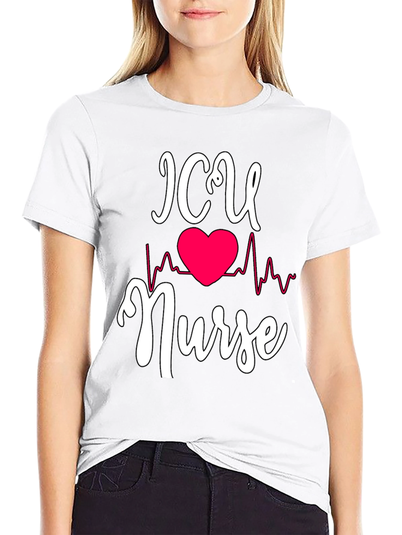 ICU Nurse Heartbeat Graphic T-Shirt