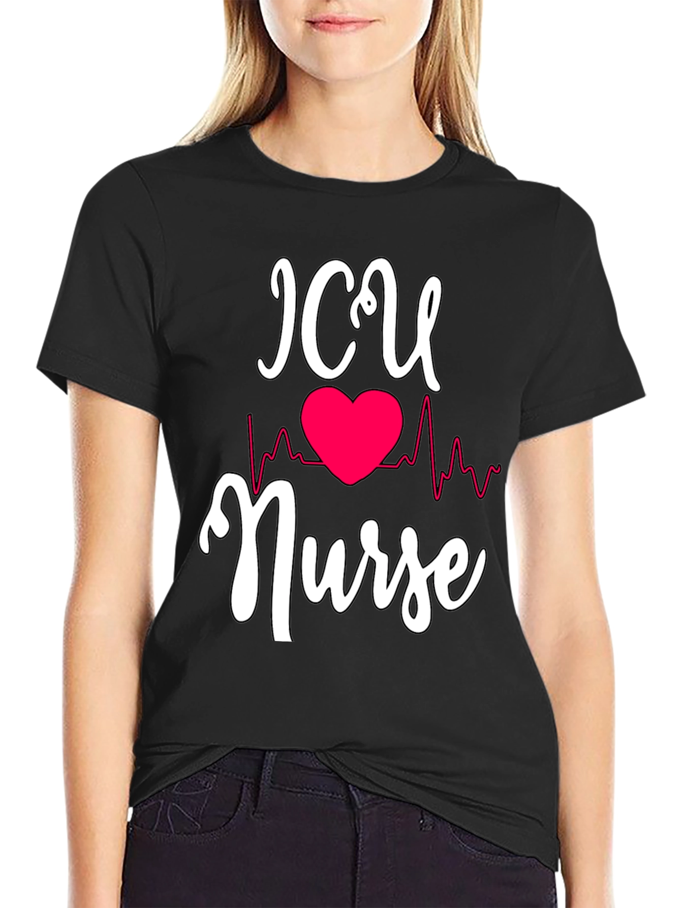 ICU Nurse Heartbeat Graphic T-Shirt