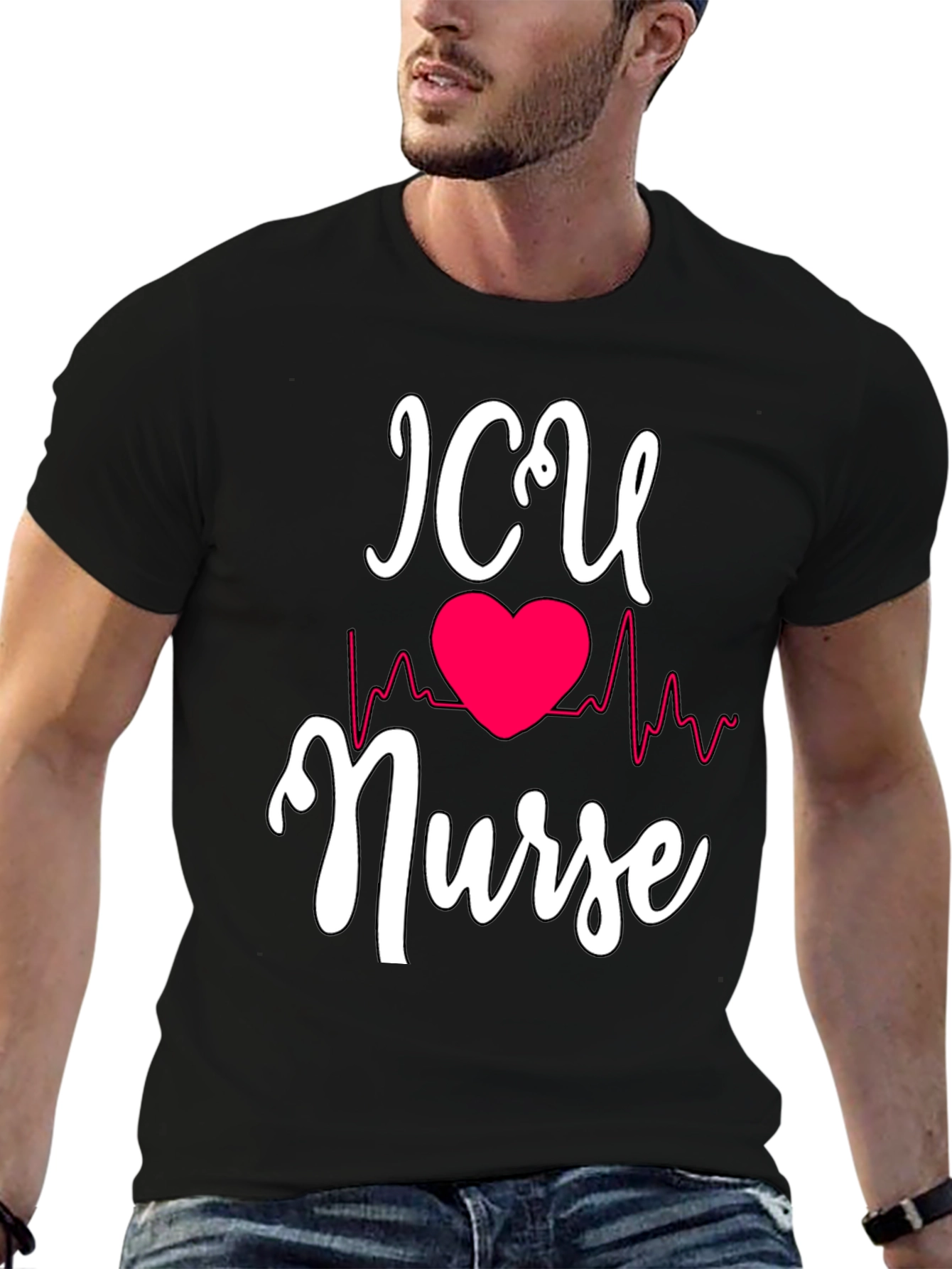ICU Nurse Heartbeat Graphic T-Shirt