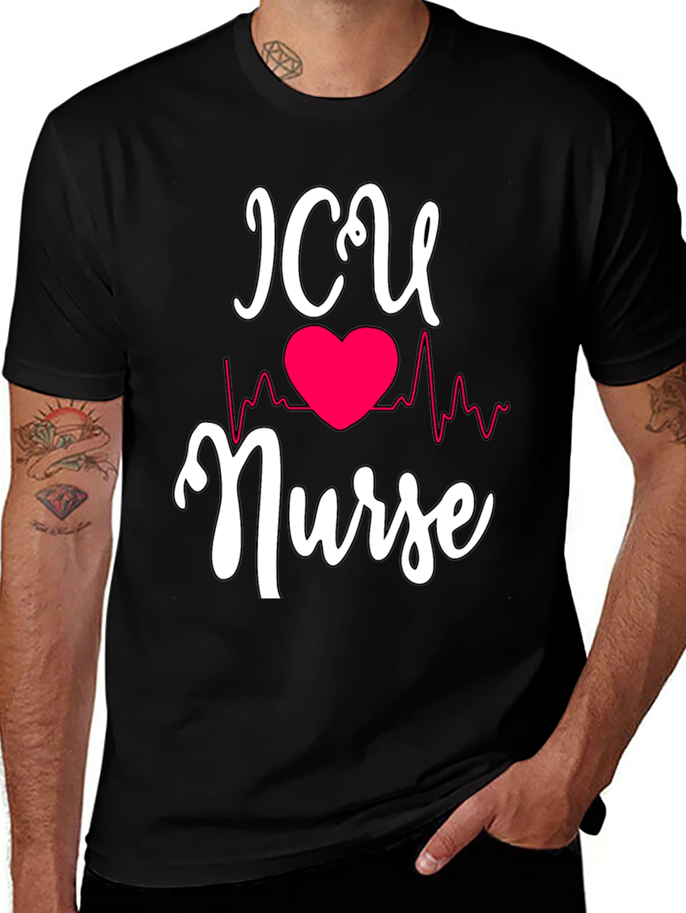 ICU Nurse Heartbeat Graphic T-Shirt