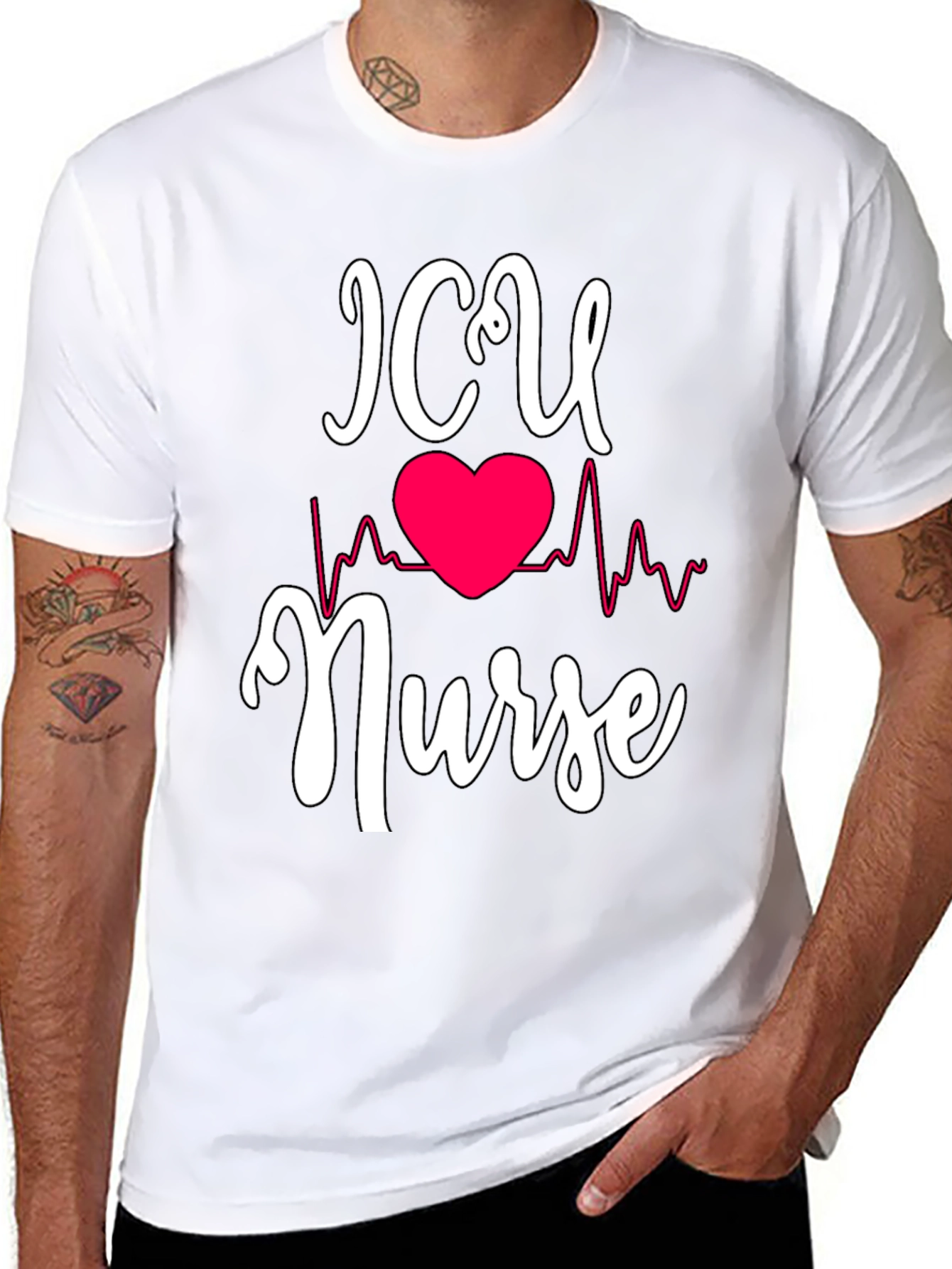 ICU Nurse Heartbeat Graphic T-Shirt
