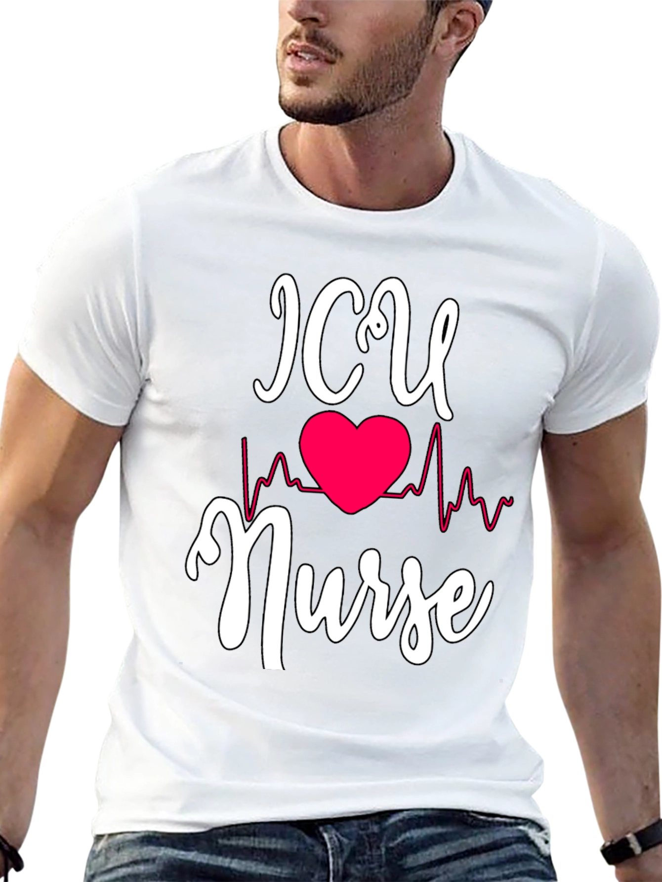 ICU Nurse Heartbeat Graphic T-Shirt