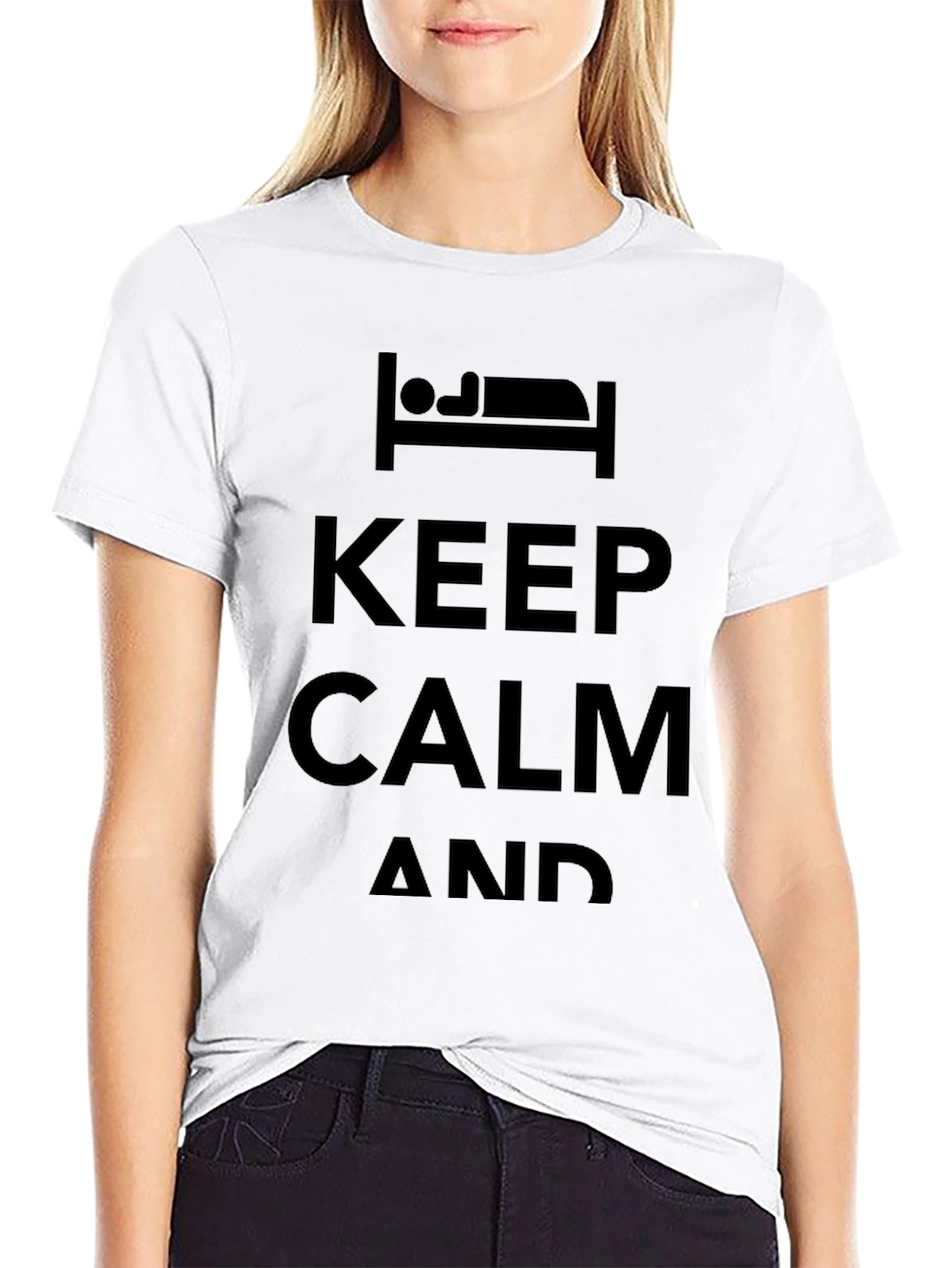 Keep Calm and Sleep T-Shirt - Black Cotton Blend