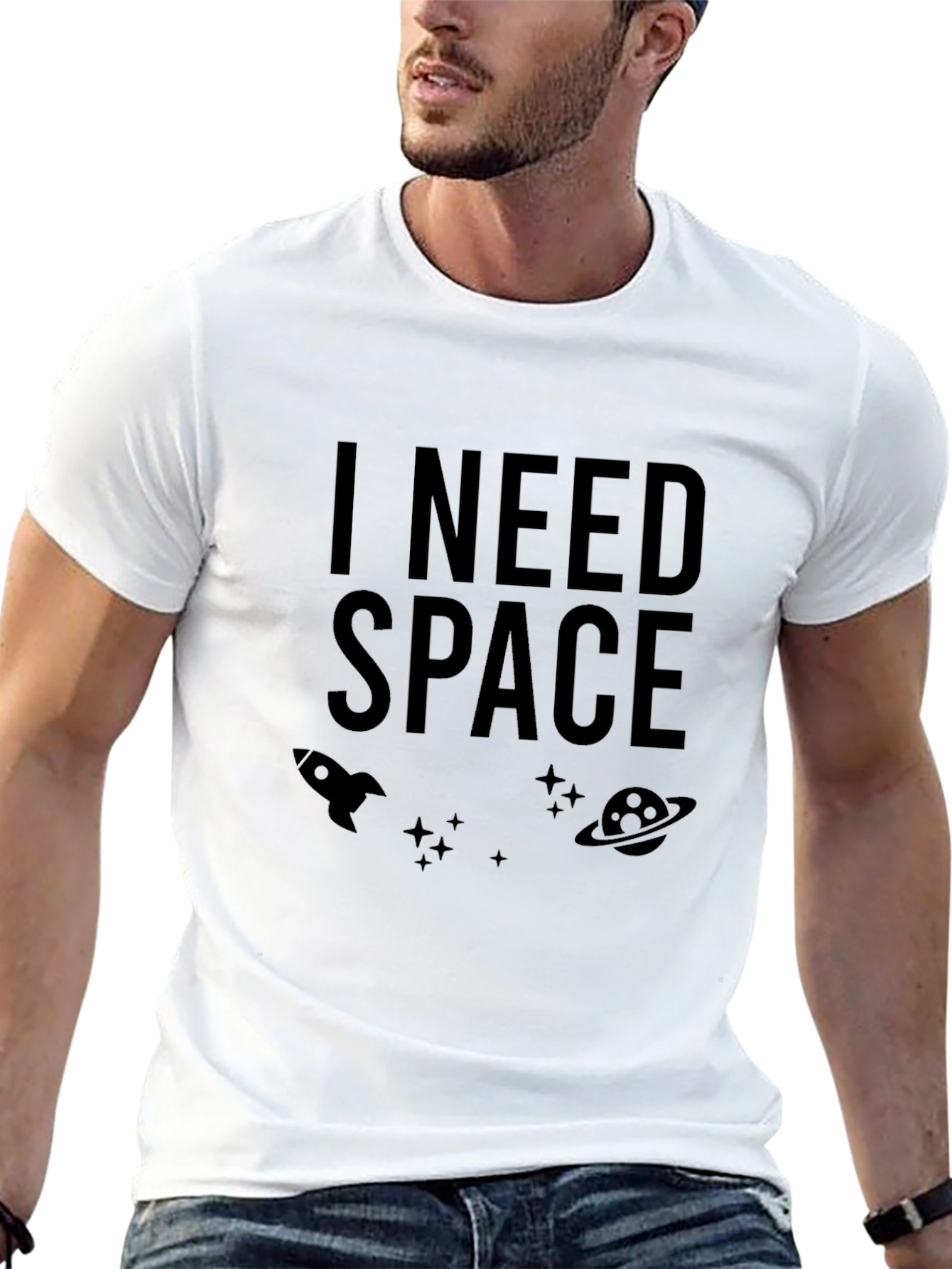 I Need Space Graphic Tee - Black Cotton Blend