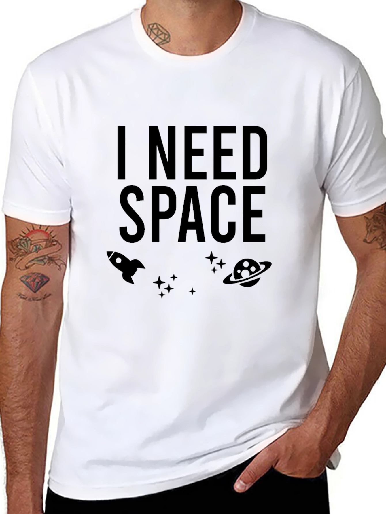 I Need Space Graphic Tee - Black Cotton Blend