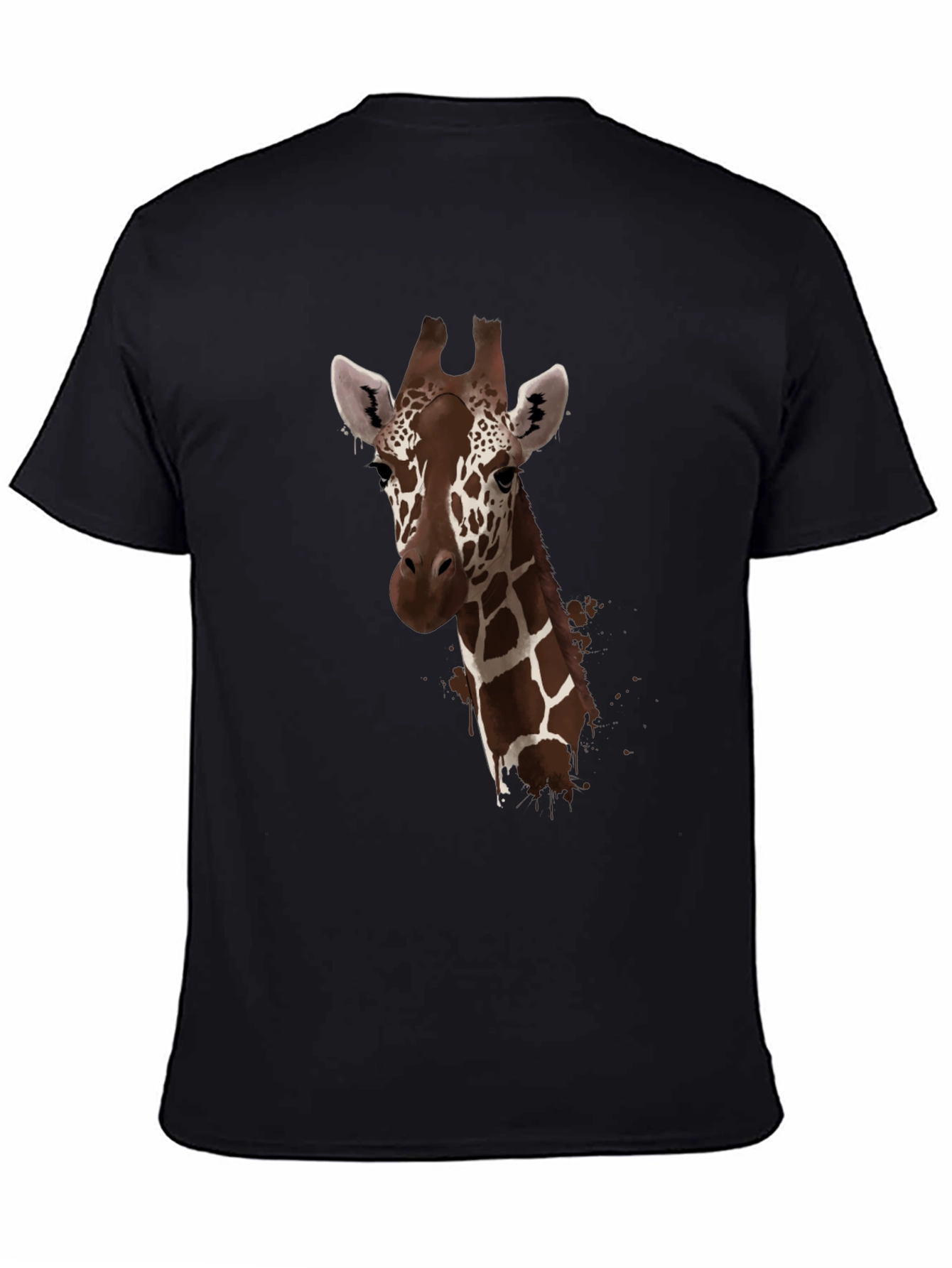 Giraffe Print Black T-Shirt - Stylish Animal Design