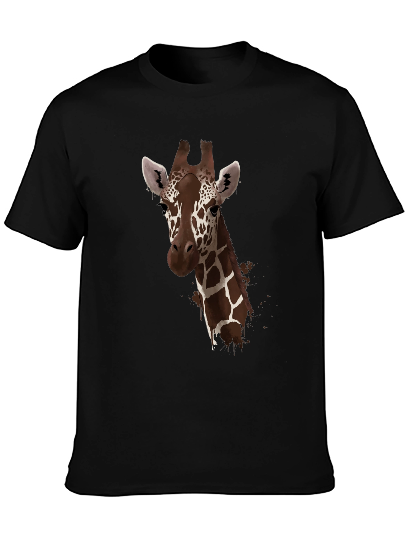 Giraffe Print Black T-Shirt - Stylish Animal Design