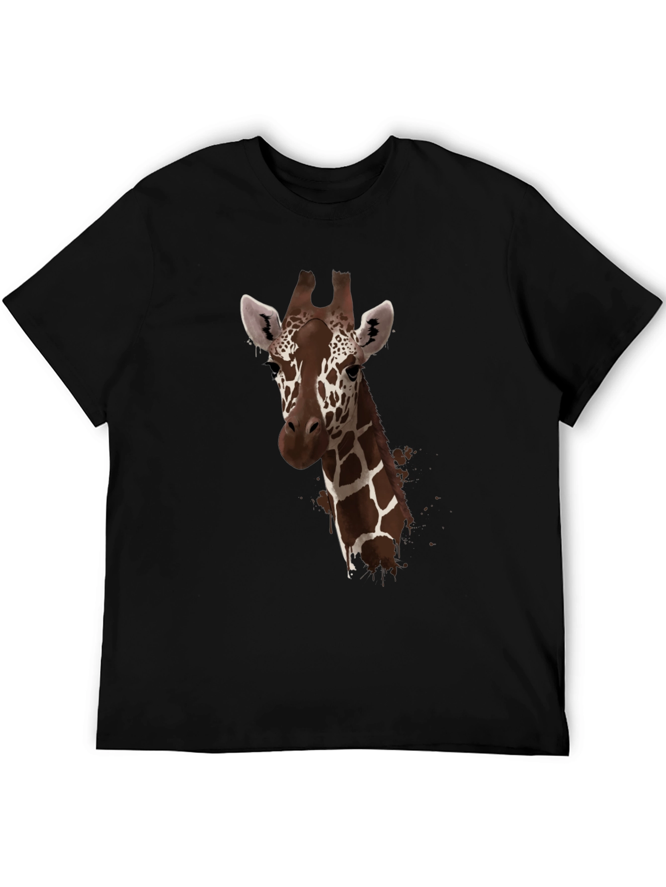 Giraffe Print Black T-Shirt - Stylish Animal Design