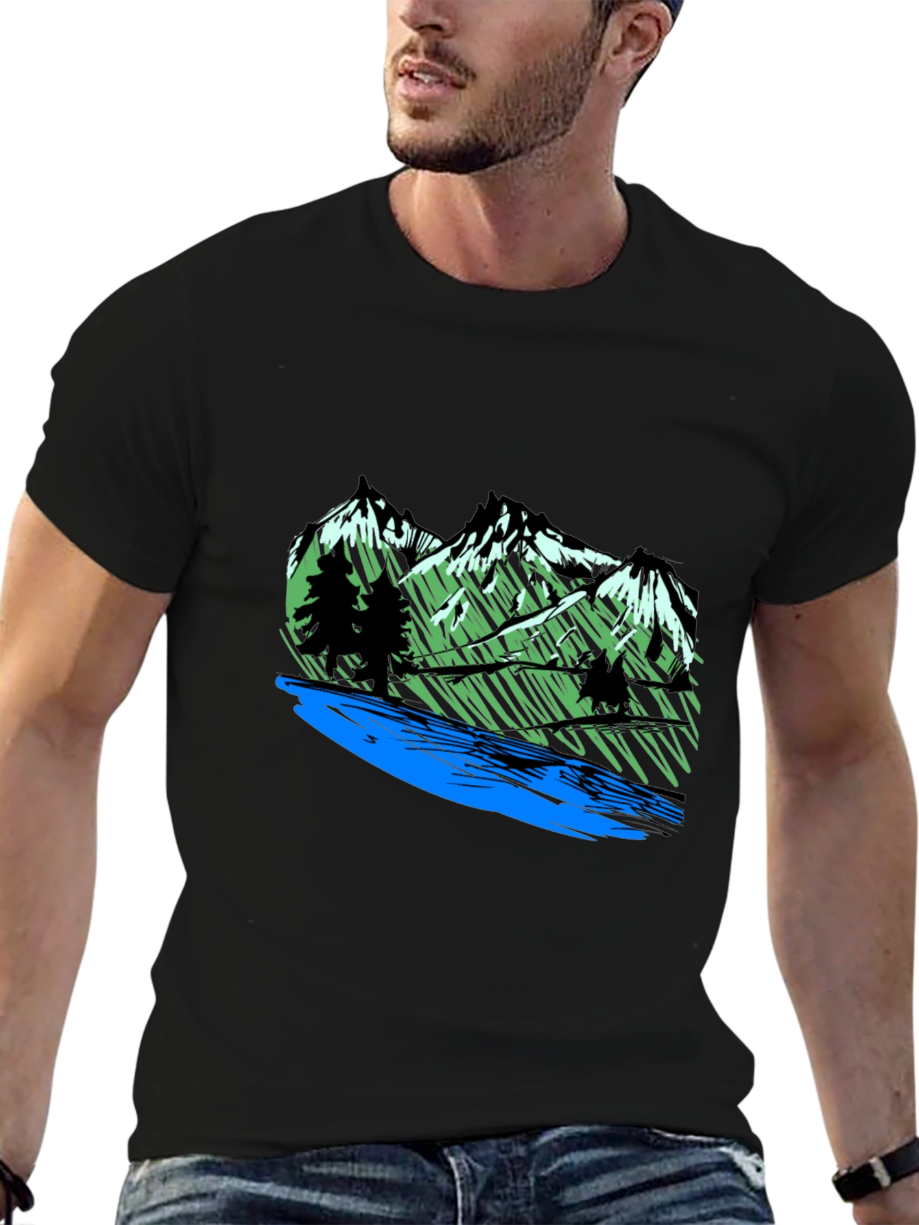 Mountain River Graphic Tee - Nature Inspired T-Shirt