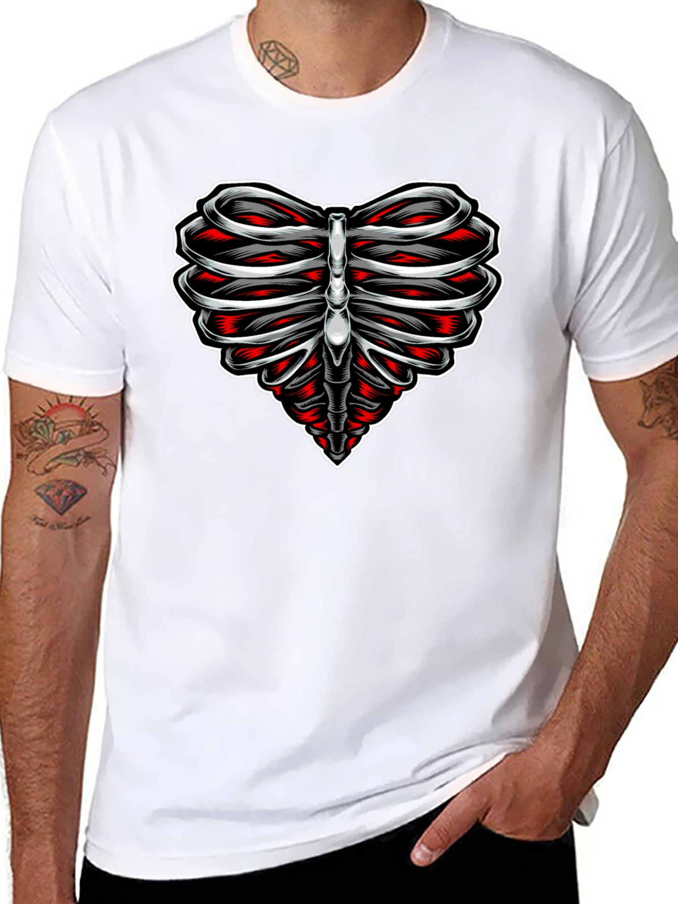 Heart Rib Cage Graphic Tee - Black