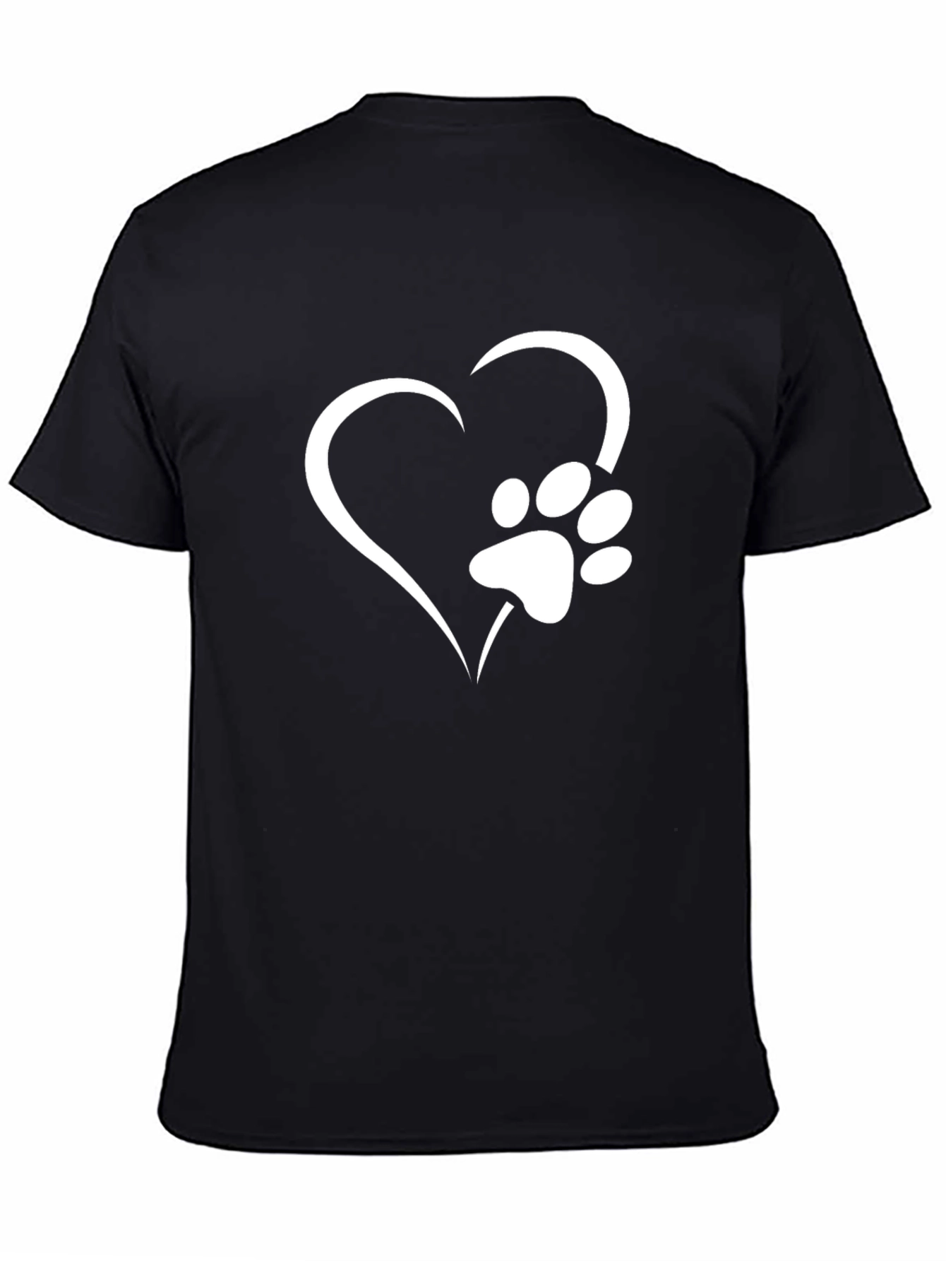 Heart Paw Print Black T-Shirt - Pet Lover Tee