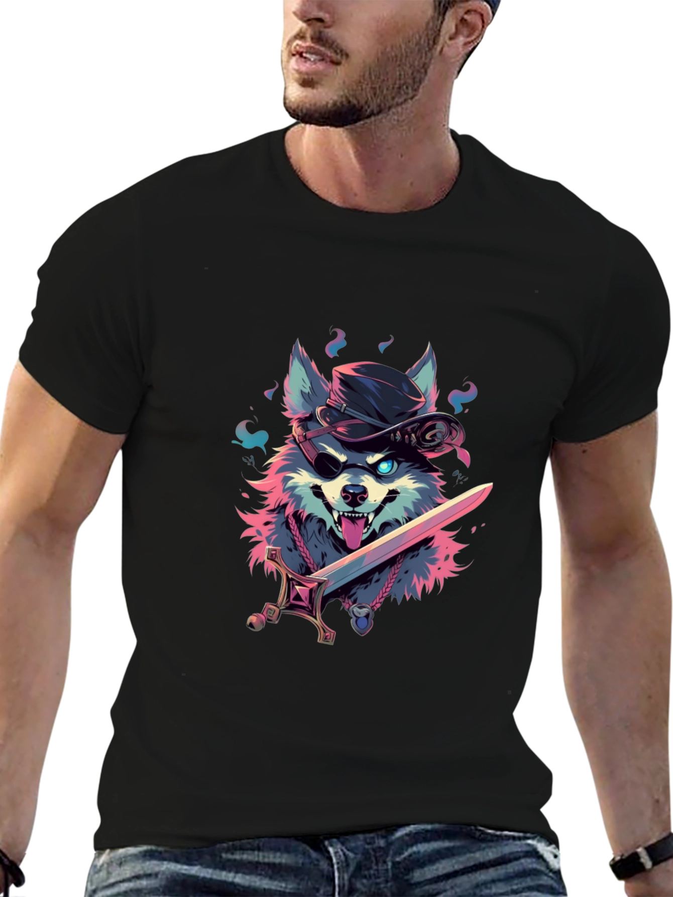 Wolf Pirate Graphic Tee - Edgy Style