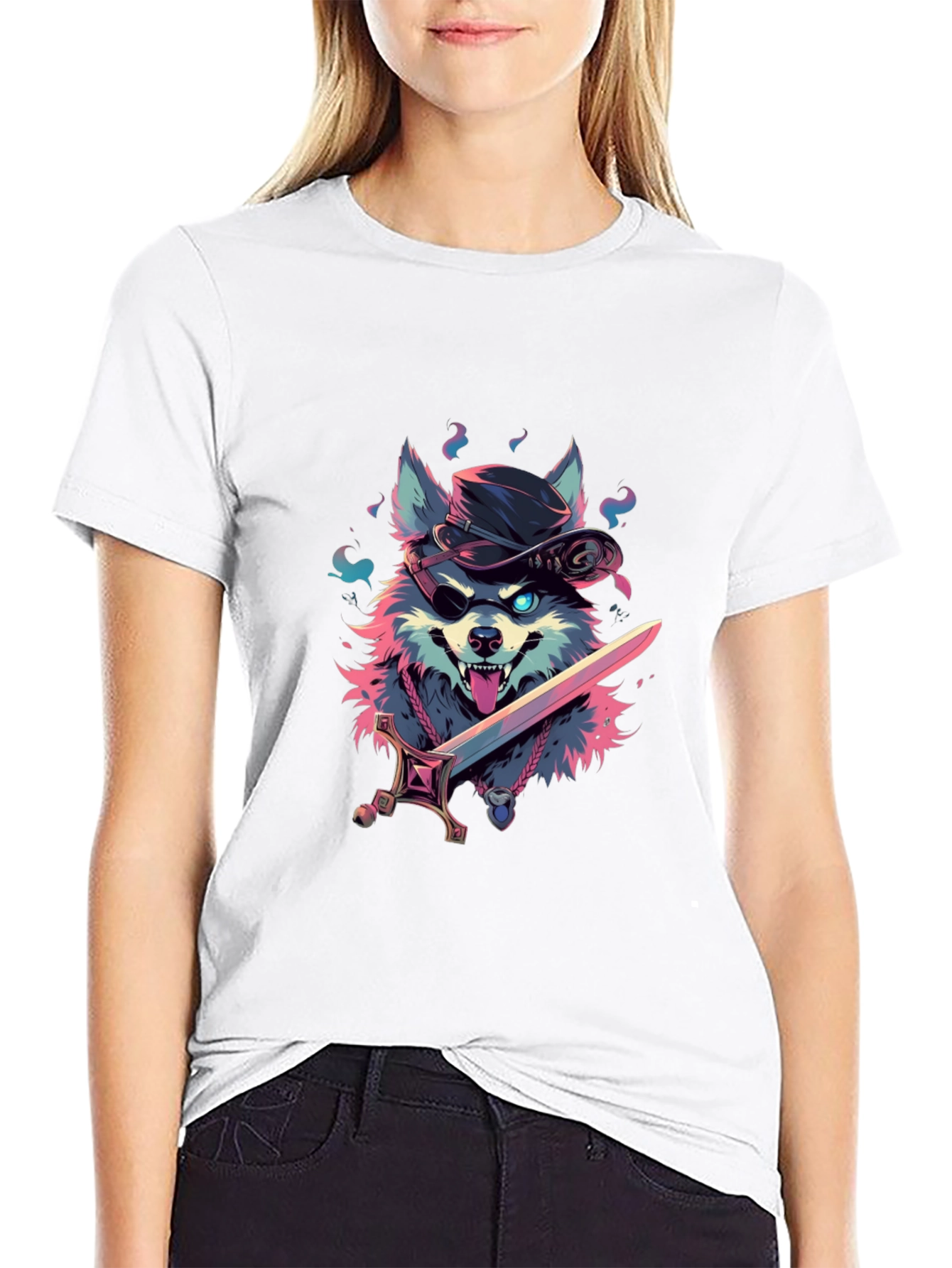 Wolf Pirate Graphic Tee - Edgy Style