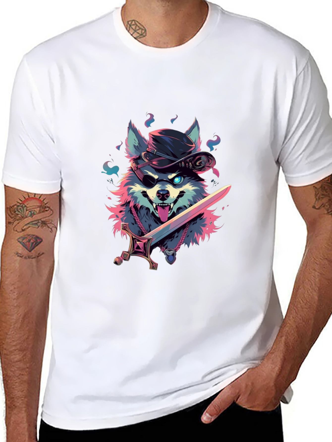 Wolf Pirate Graphic Tee - Edgy Style