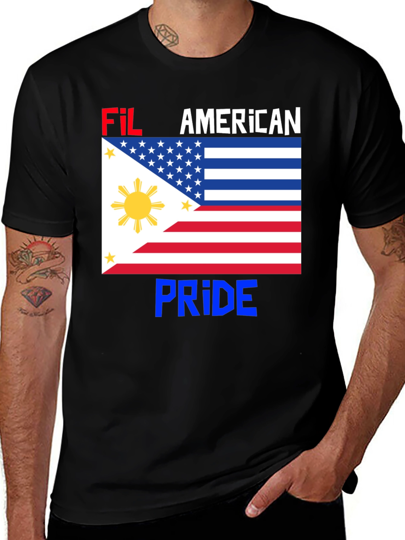Fil-American Pride T-Shirt - Dual Flag Design