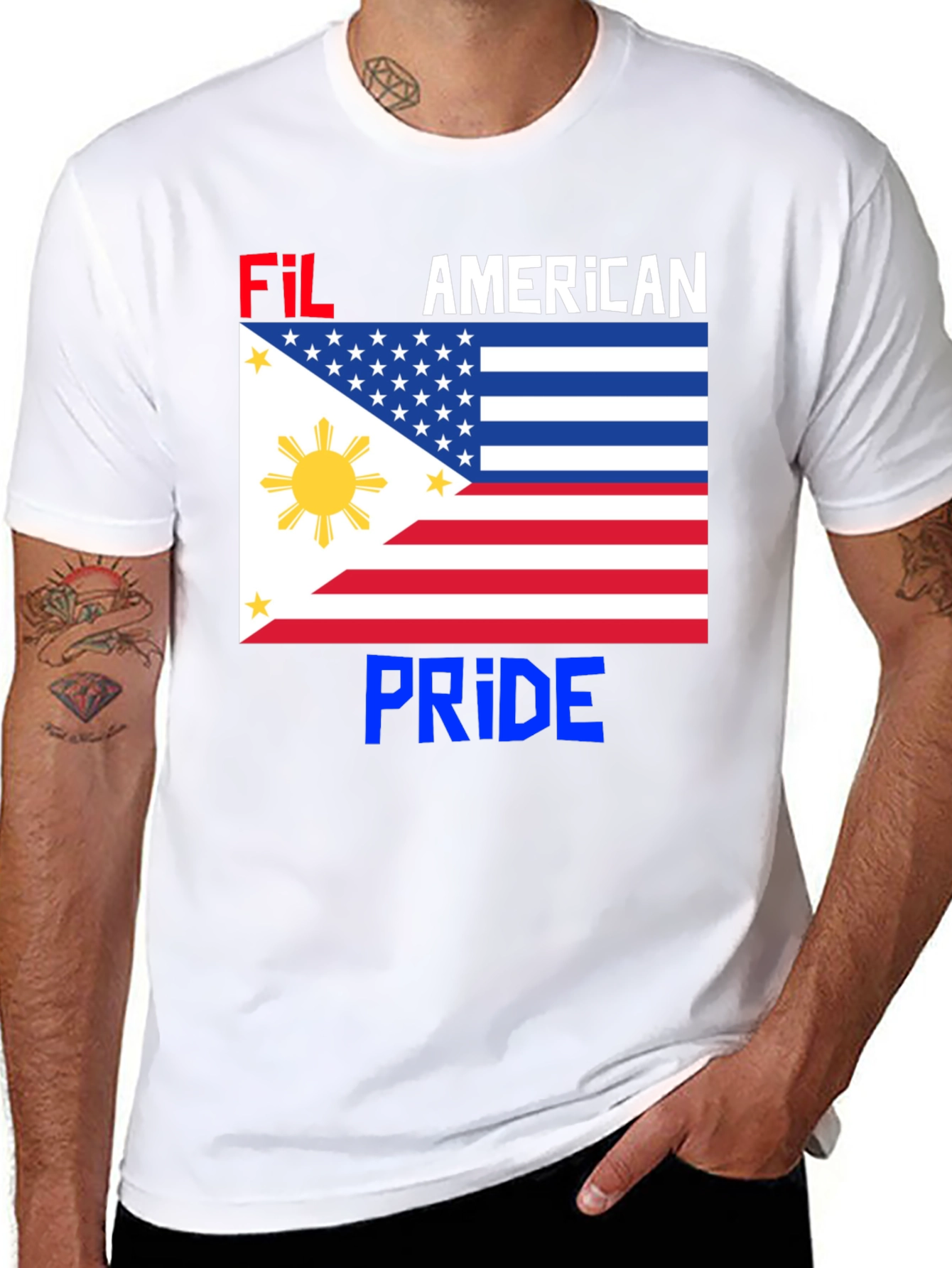 Fil-American Pride T-Shirt - Dual Flag Design