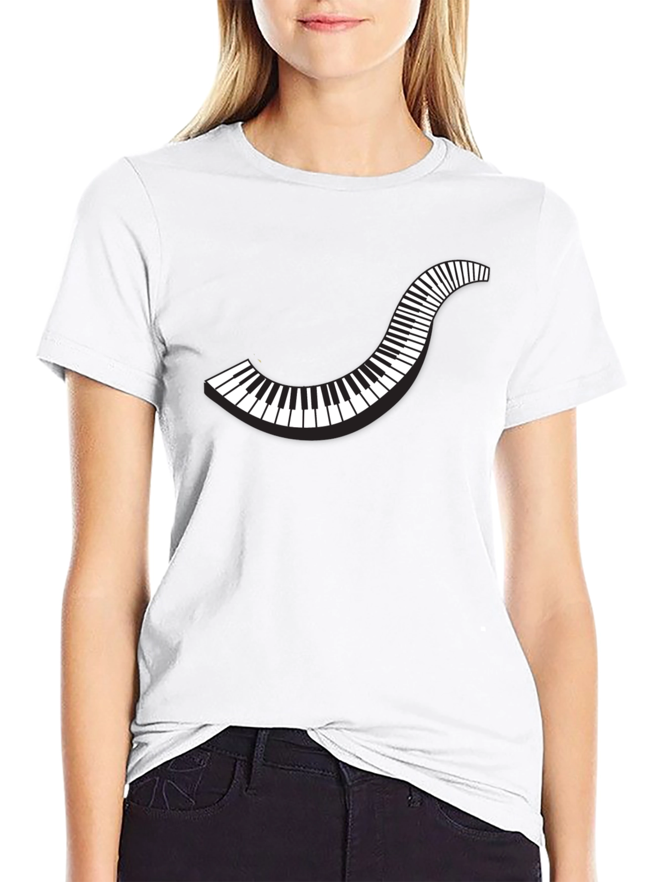 Stylish Piano Keys Graphic T-Shirt
